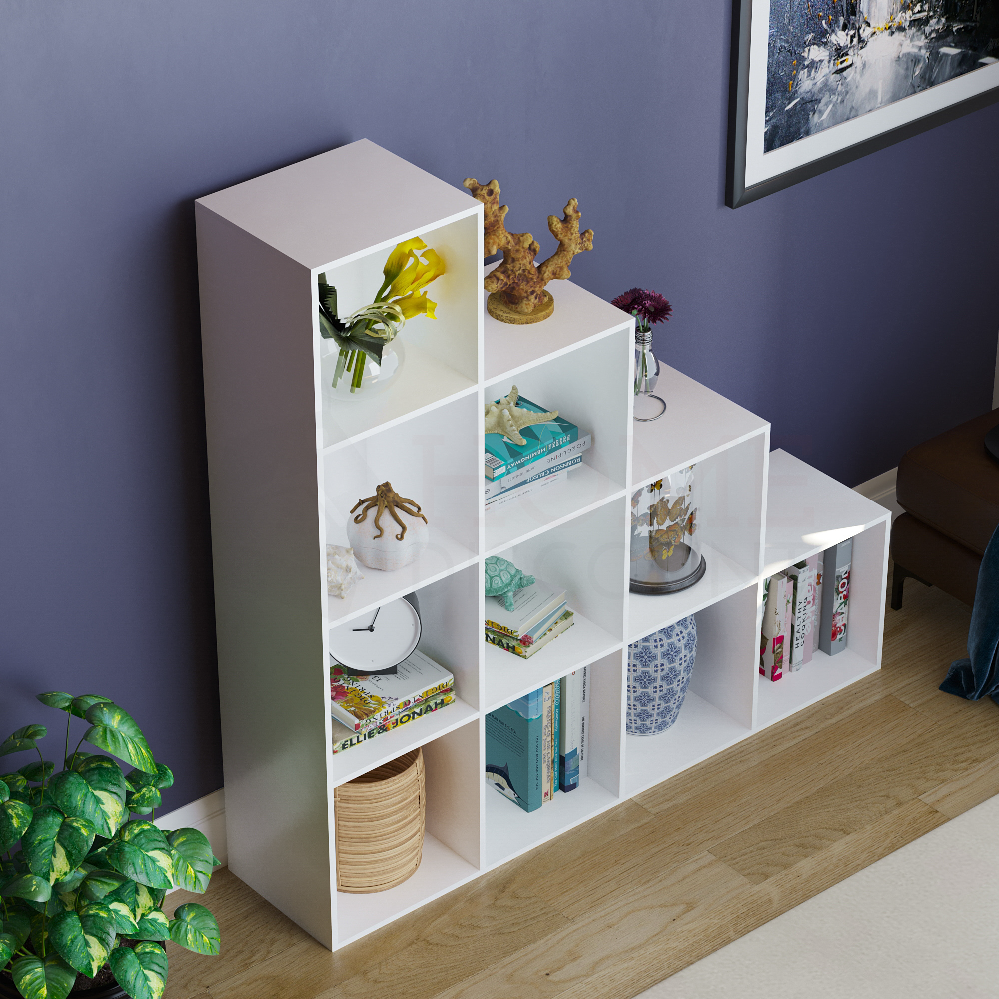 Durham 10-Cube Staircase Storage Unit - White