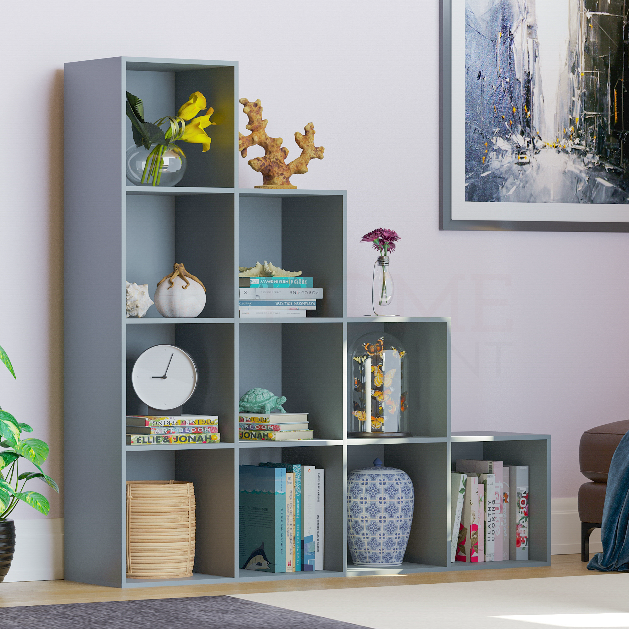 Durham 10-Cube Staircase Storage Unit - Grey