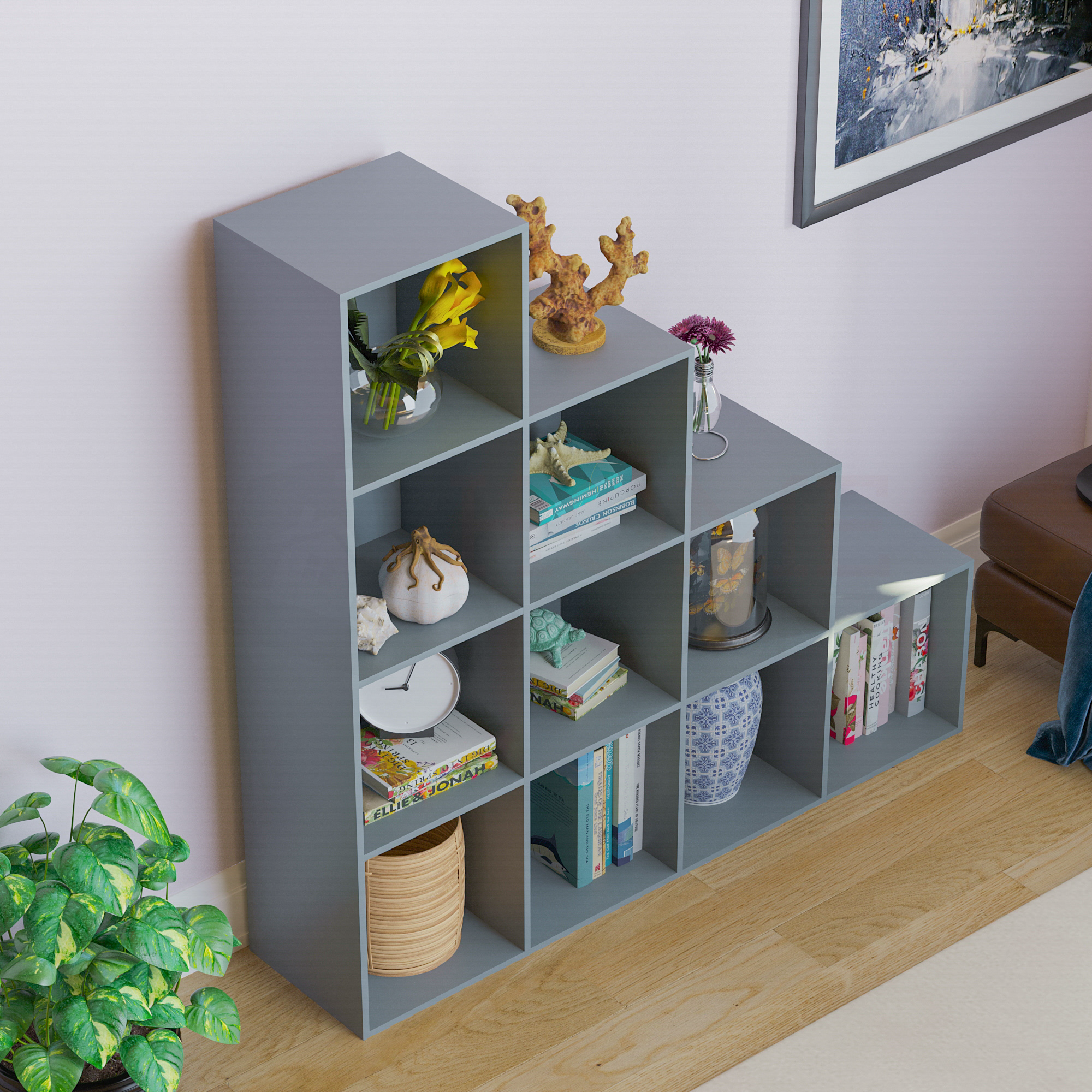 Durham 10-Cube Staircase Storage Unit - Grey