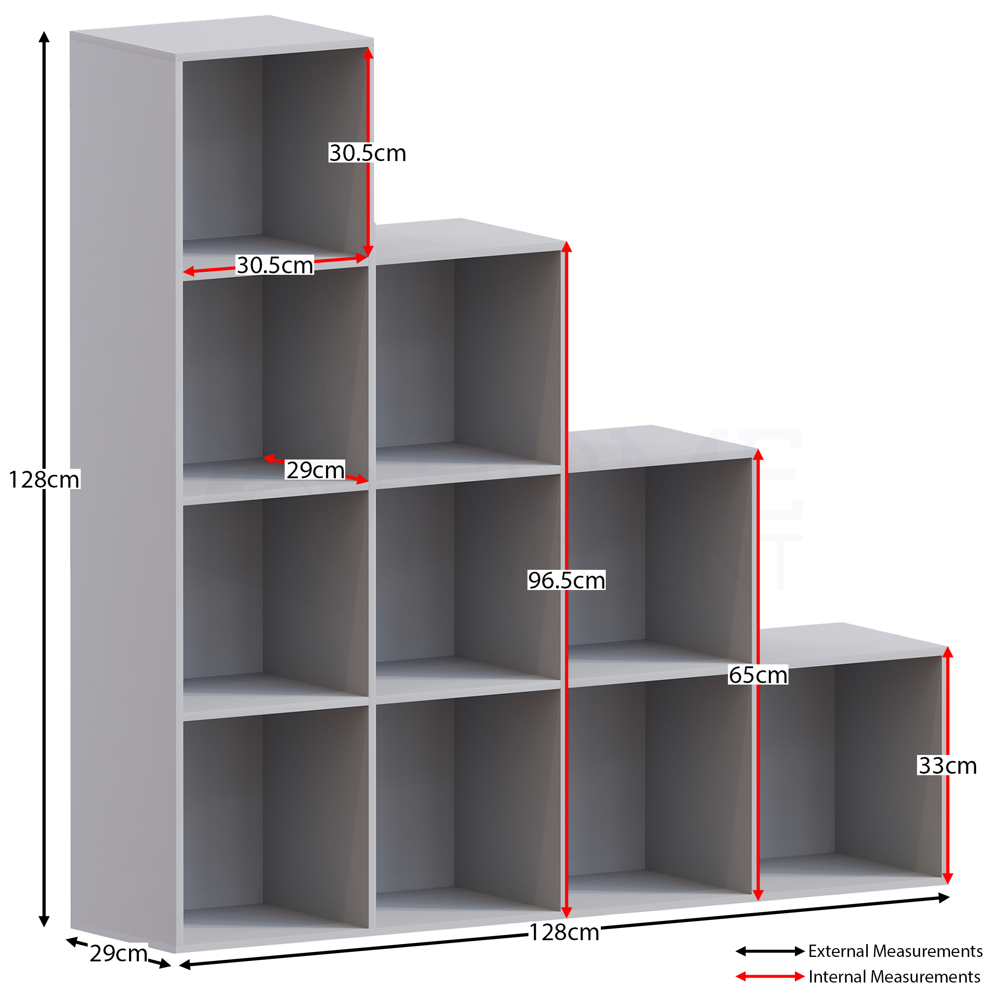 Durham 10-Cube Staircase Storage Unit - Grey
