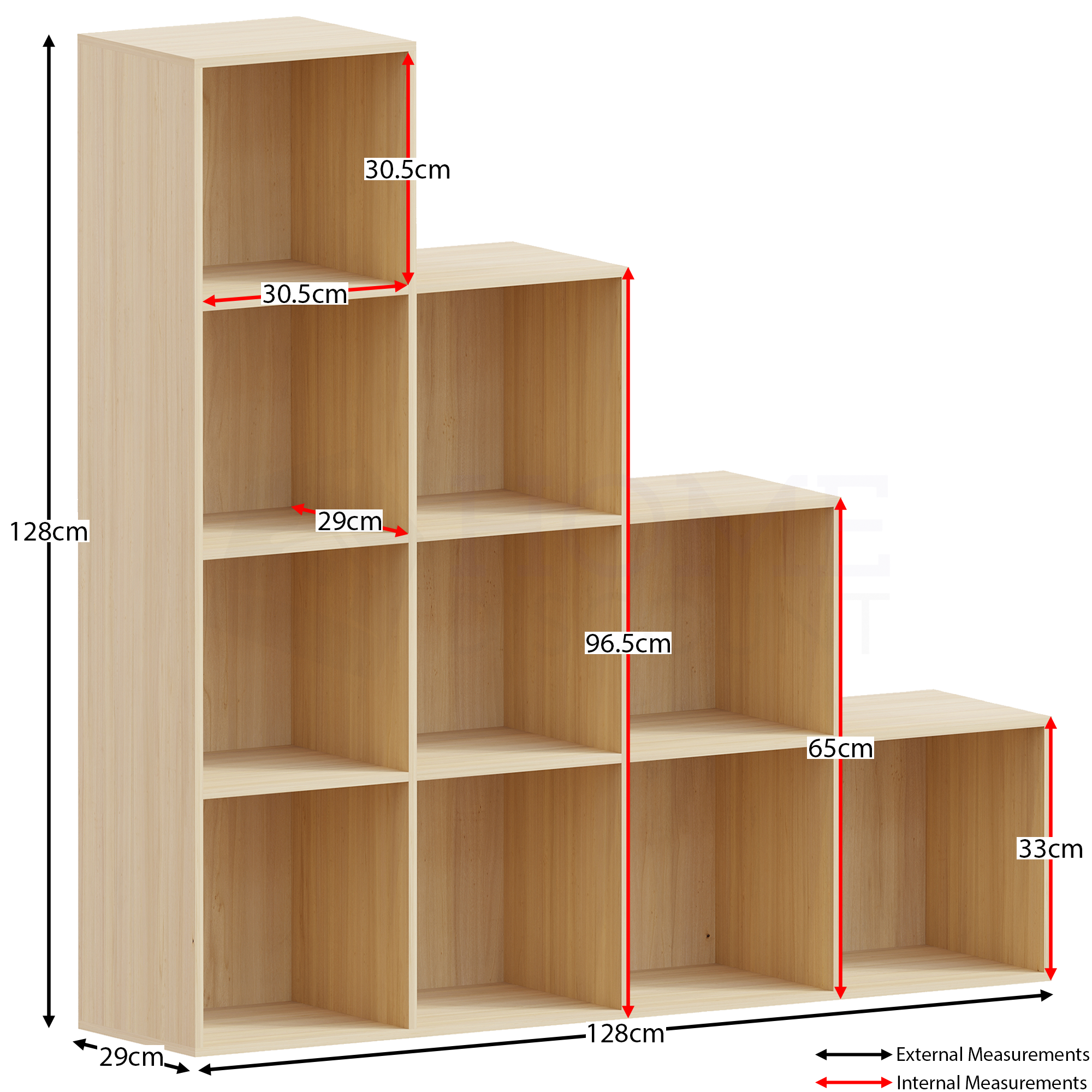 Durham 10-Cube Staircase Storage Unit - Oak