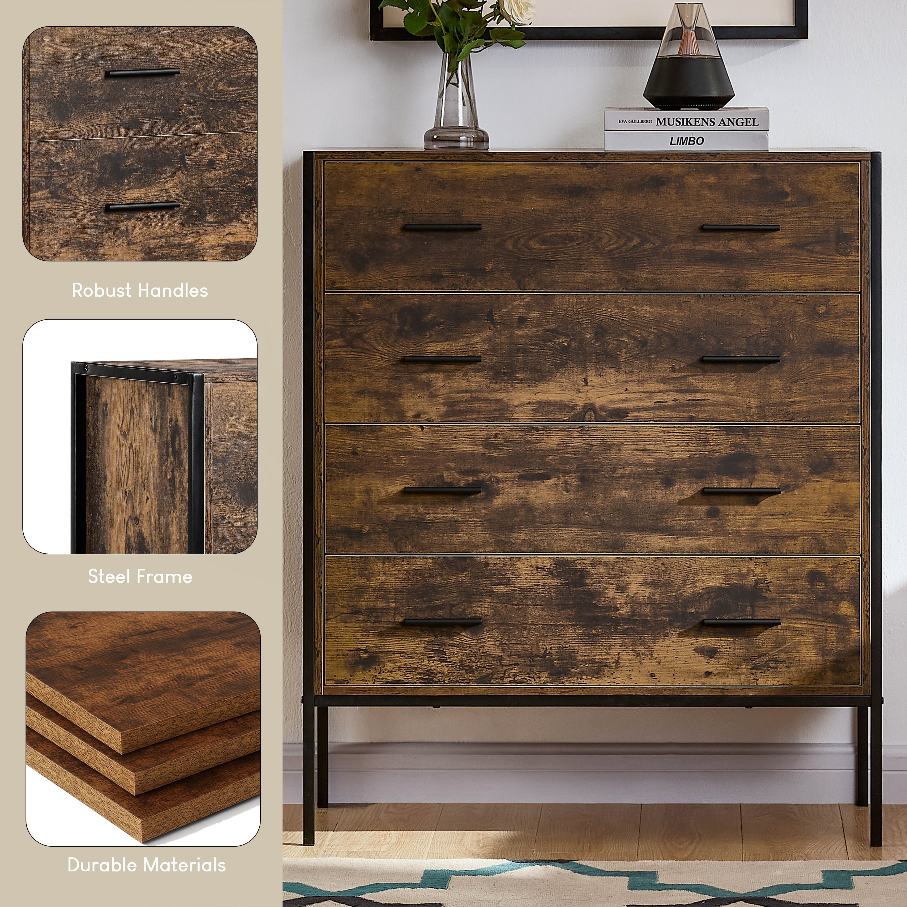 Brooklyn 4-Drawer Chest - Dark Wood