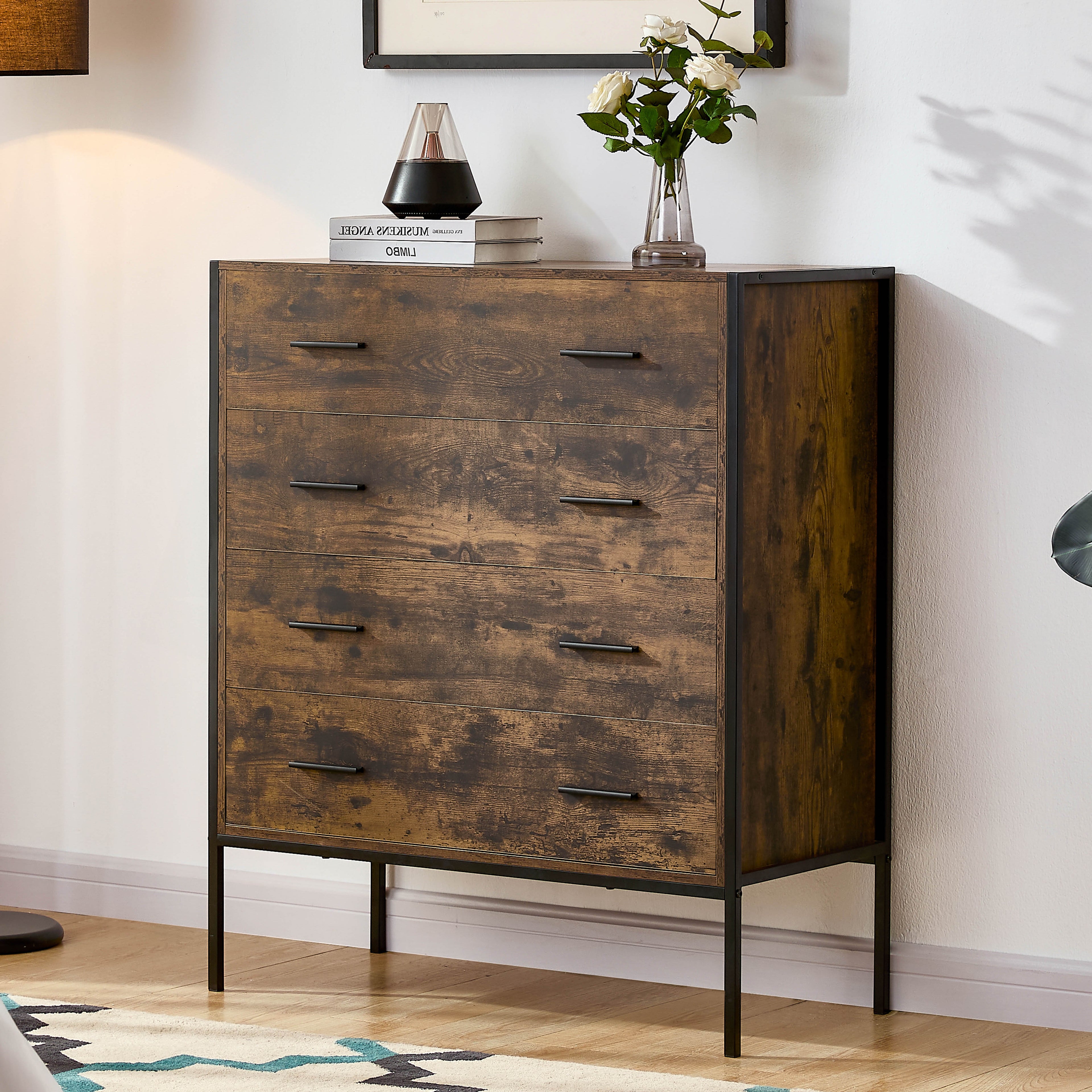 Brooklyn 4-Drawer Chest - Dark Wood