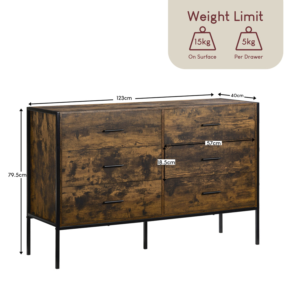 Brooklyn 6-Drawer Chest - Dark Wood