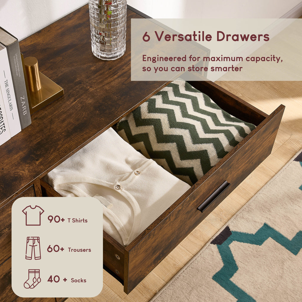 Brooklyn 6-Drawer Chest - Dark Wood