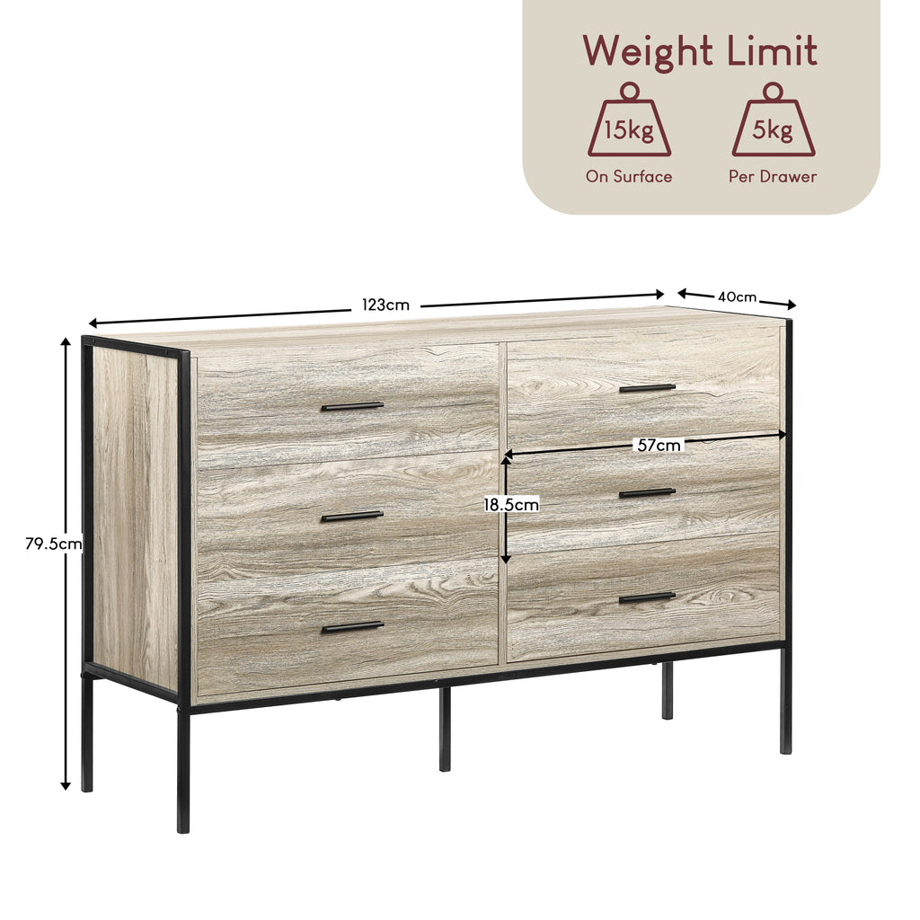 Brooklyn 6-Drawer Chest - Grey