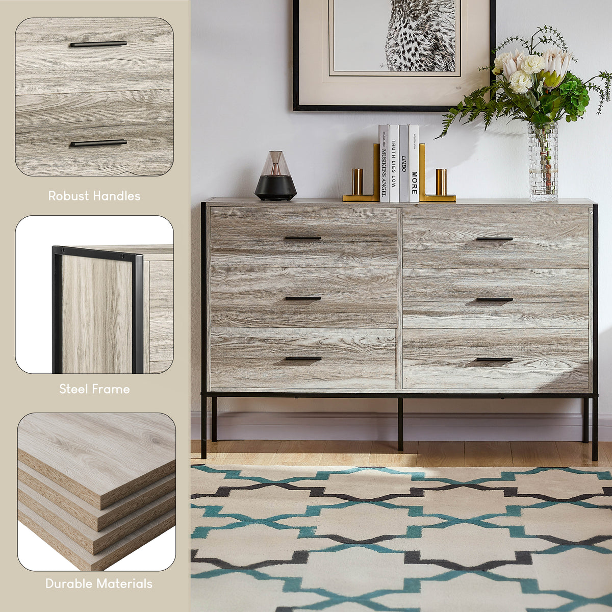 Brooklyn 6-Drawer Chest - Grey