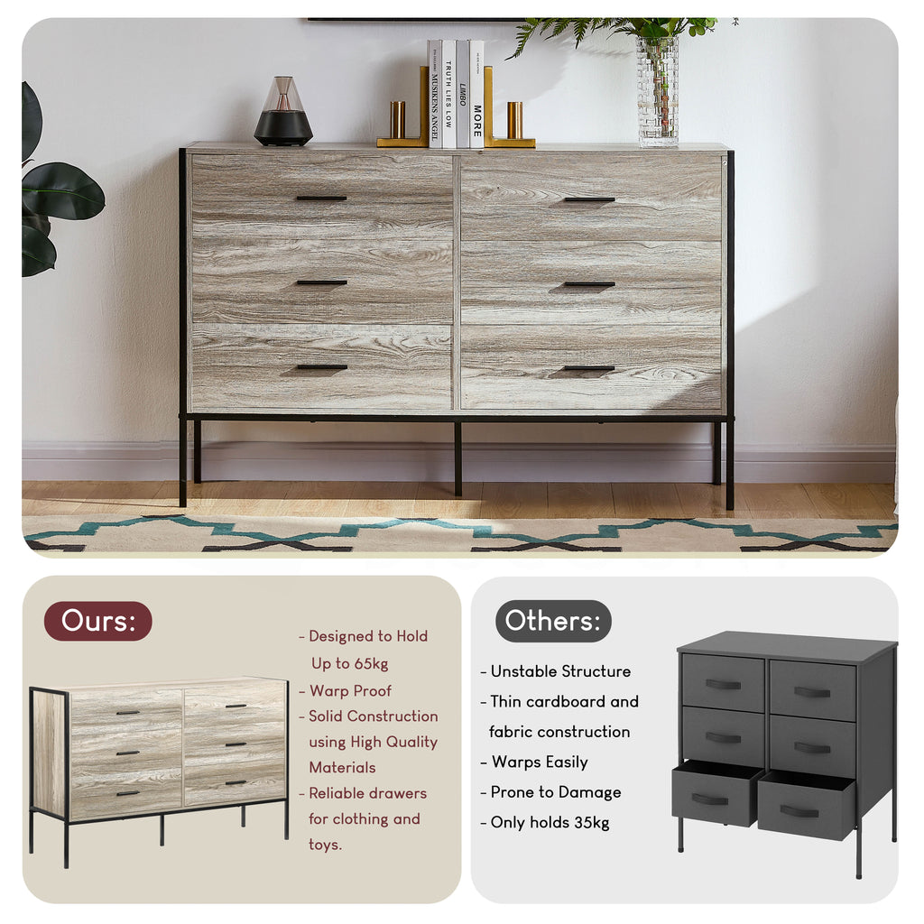 Brooklyn 6-Drawer Chest - Grey