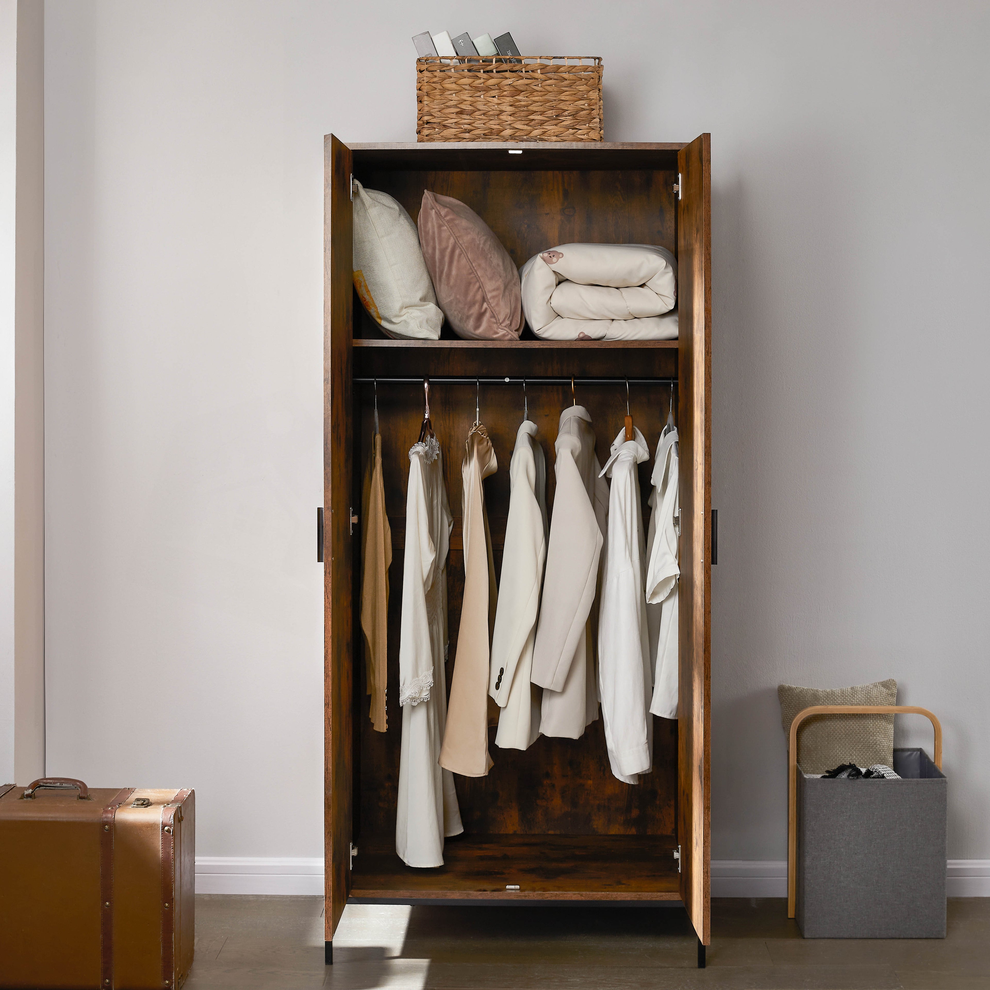 Brooklyn 2-Door Wardrobe - Dark Wood