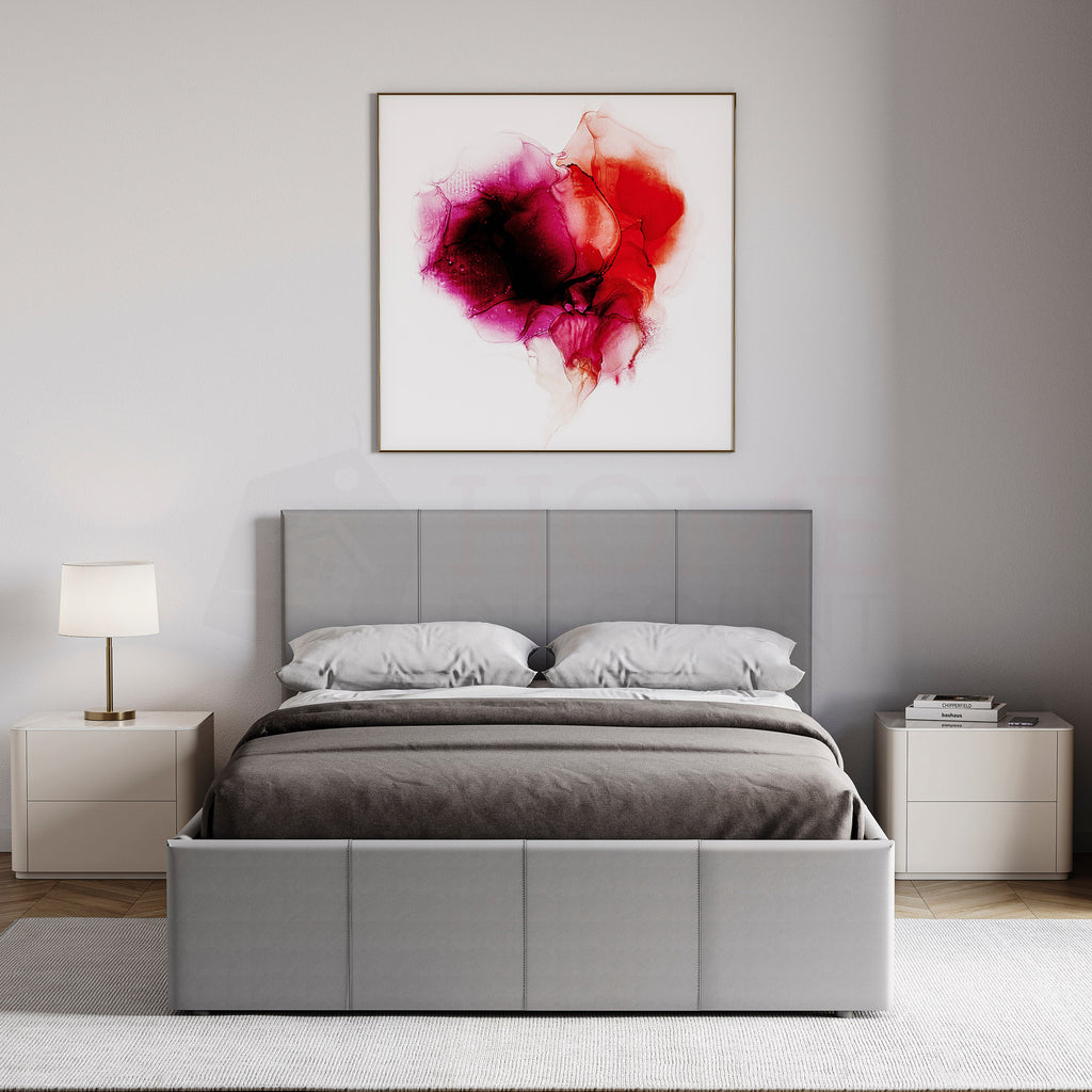 Lisbon Small Double Ottoman Faux Leather Bed, Grey UKFR
