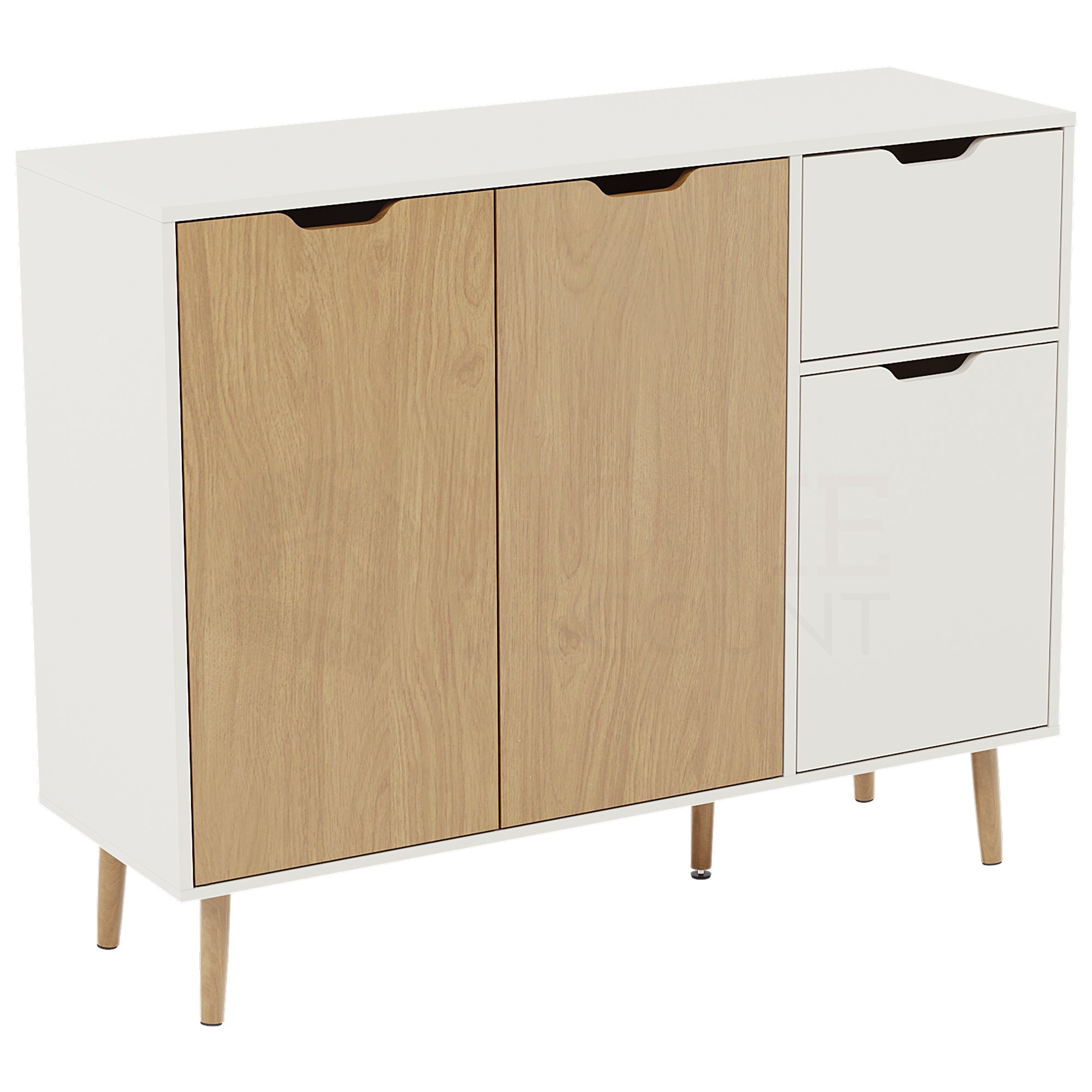 3 Door 1 Drawer Sideboard, Oak & White