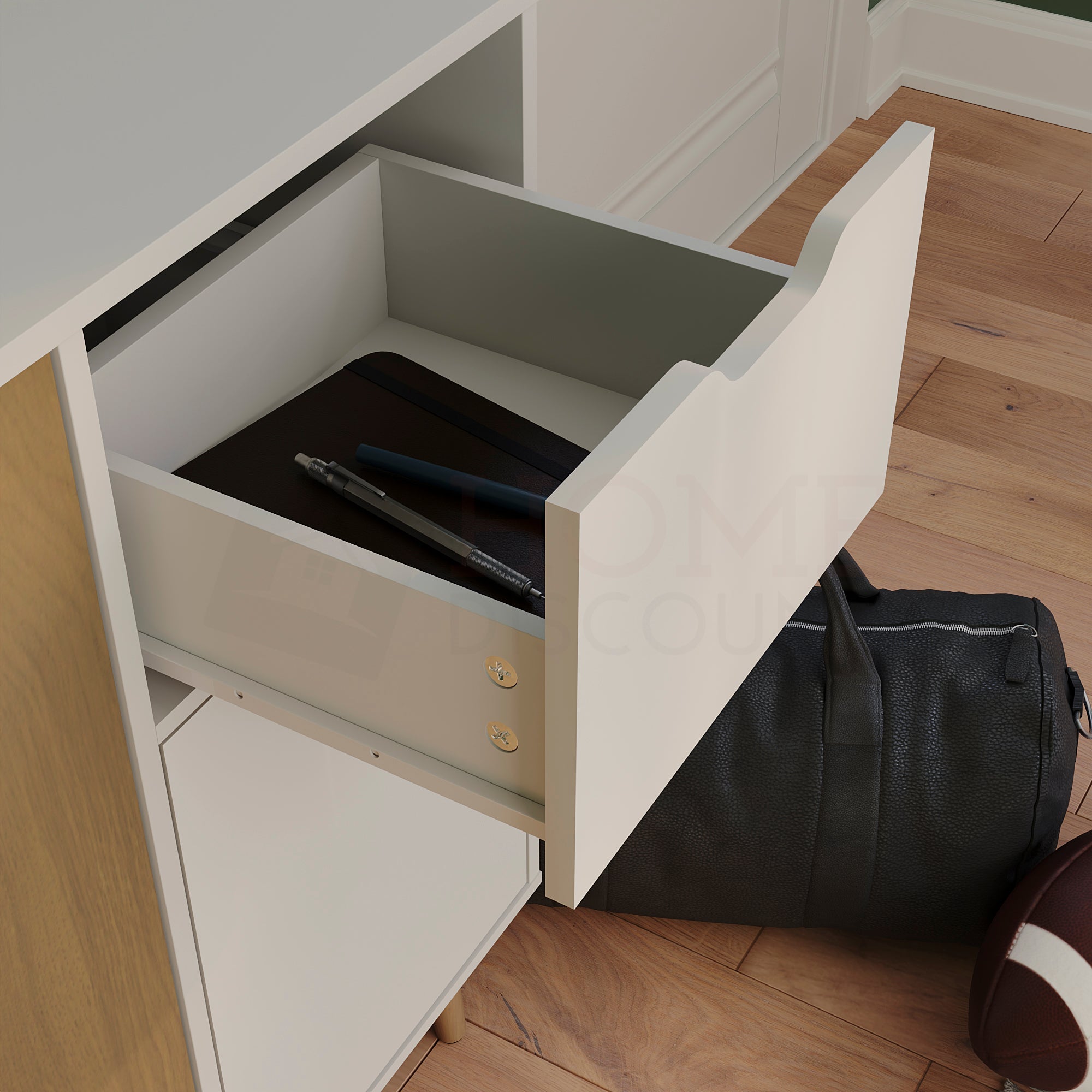 3 Door 1 Drawer Sideboard, Oak & White