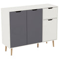 3 Door 1 Drawer Sideboard, Grey & White