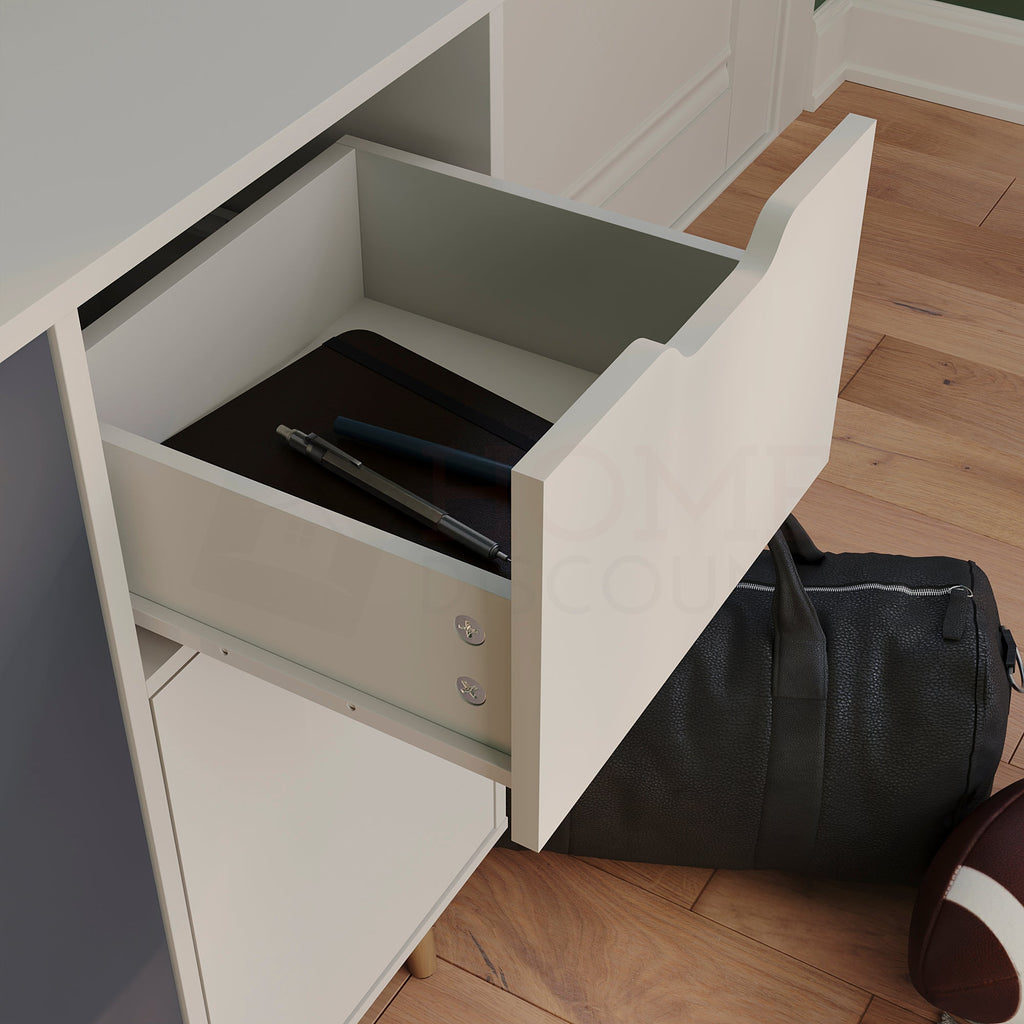 3 Door 1 Drawer Sideboard, Grey & White