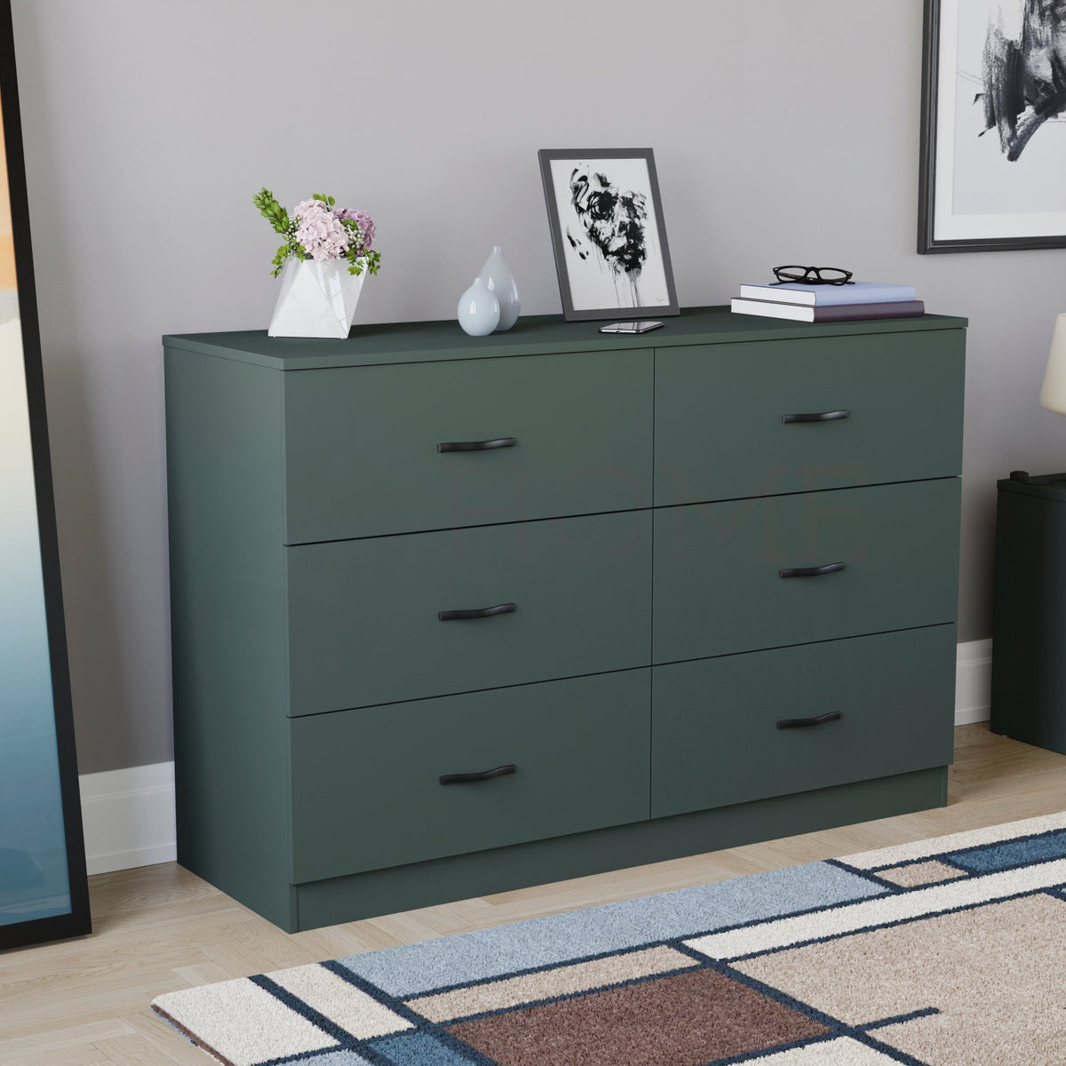Riano 6 Drawer Chest, Jasper Green