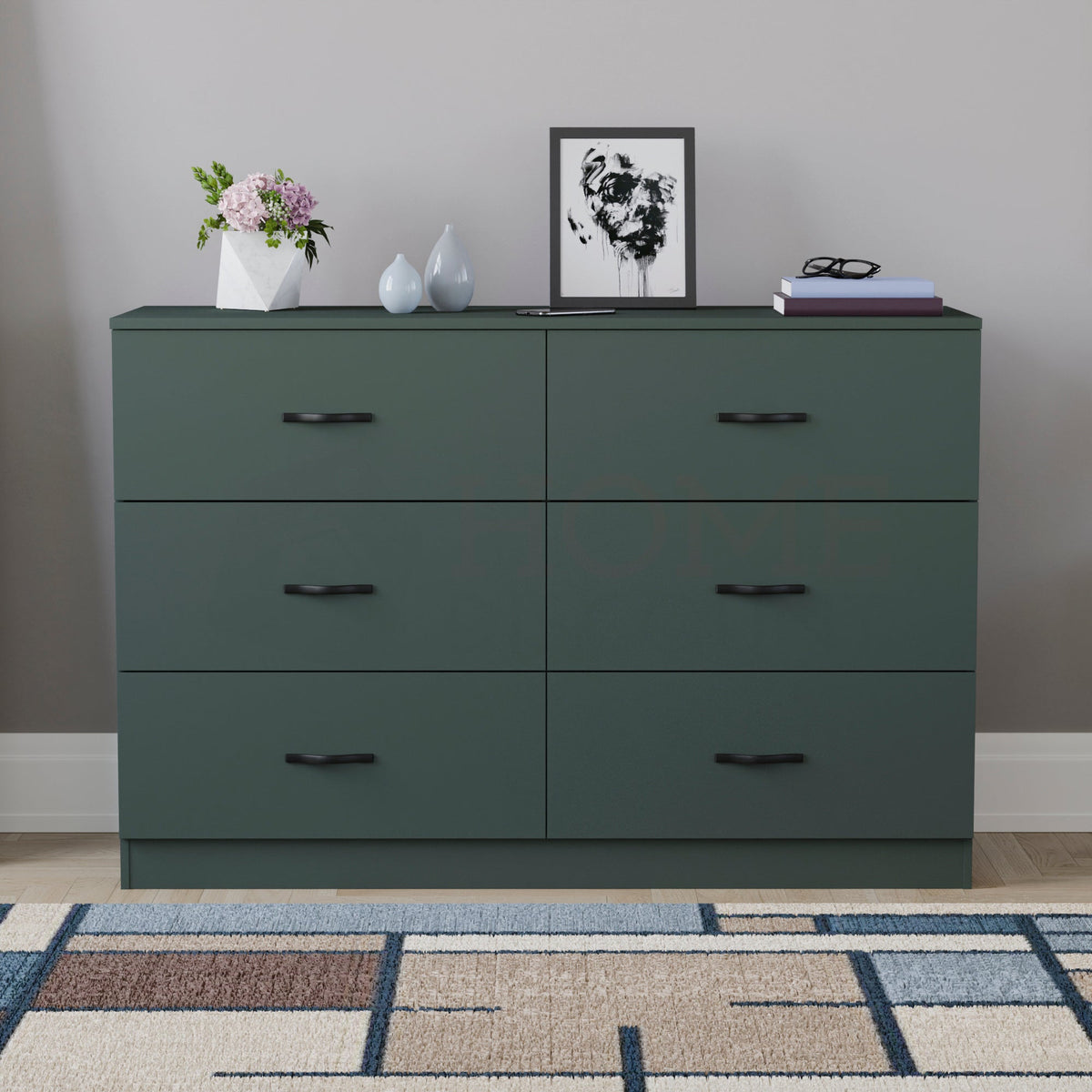 Riano 6 Drawer Chest, Jasper Green