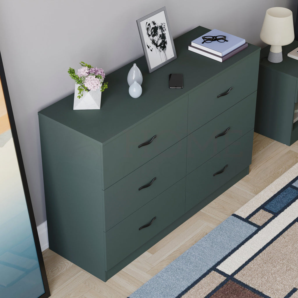 Riano 6 Drawer Chest, Jasper Green
