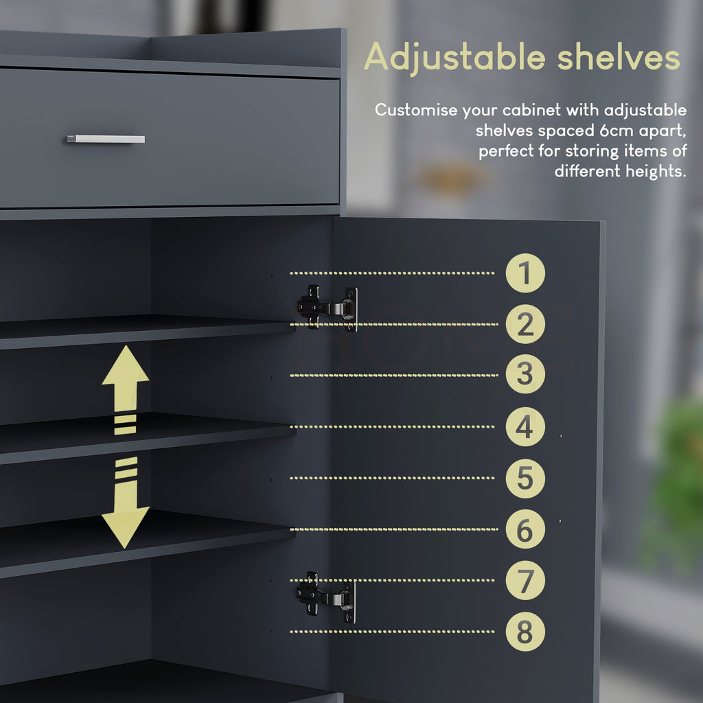 Dalby 2-Door 1-Drawer Shoe Cabinet, Grey