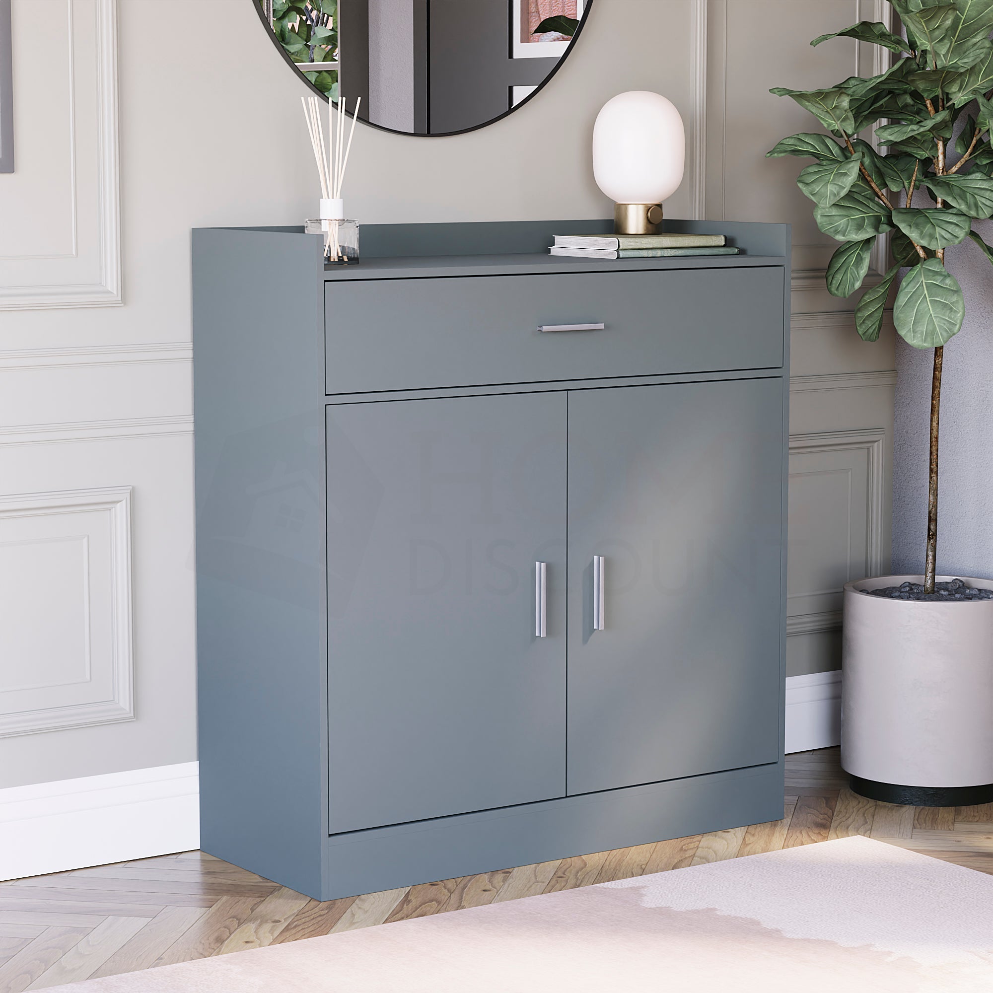 Dalby 2-Door 1-Drawer Shoe Cabinet, Grey