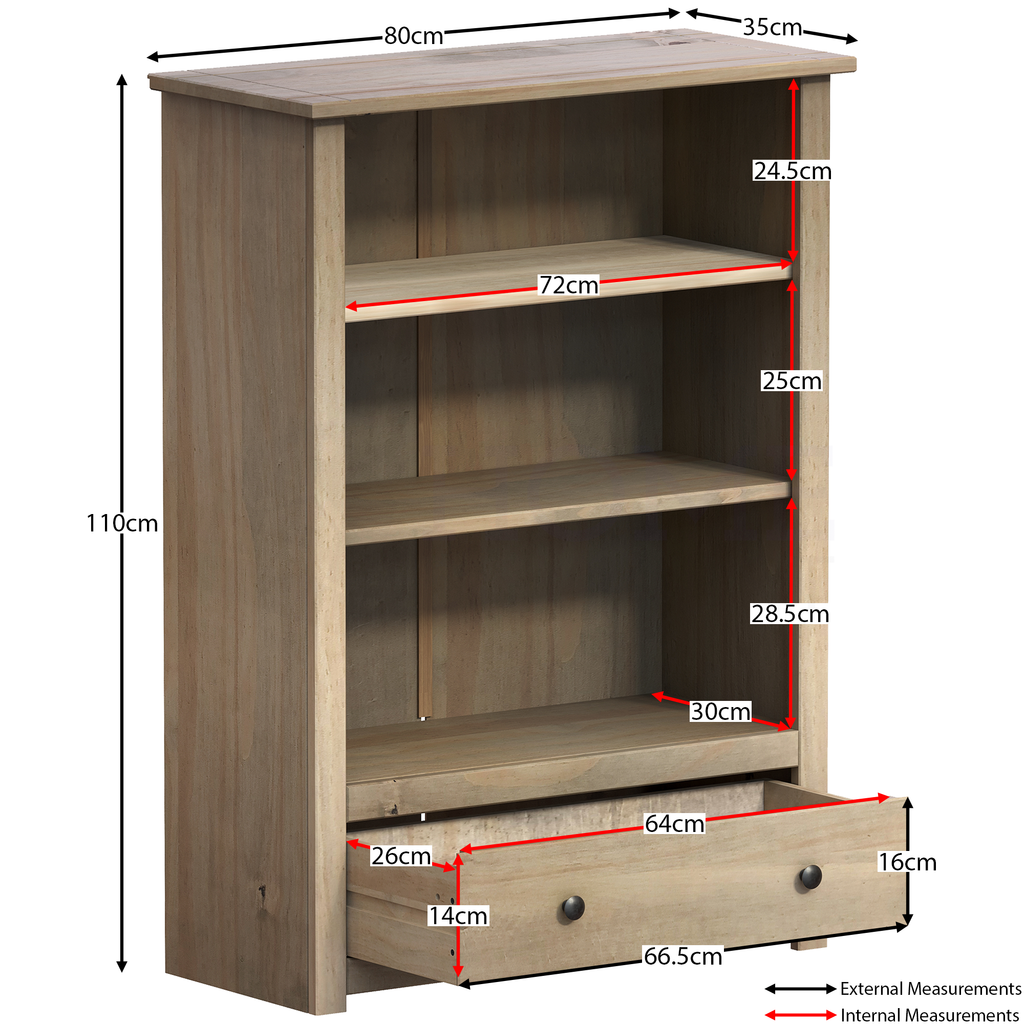 Panama 1-Drawer Bookcase
