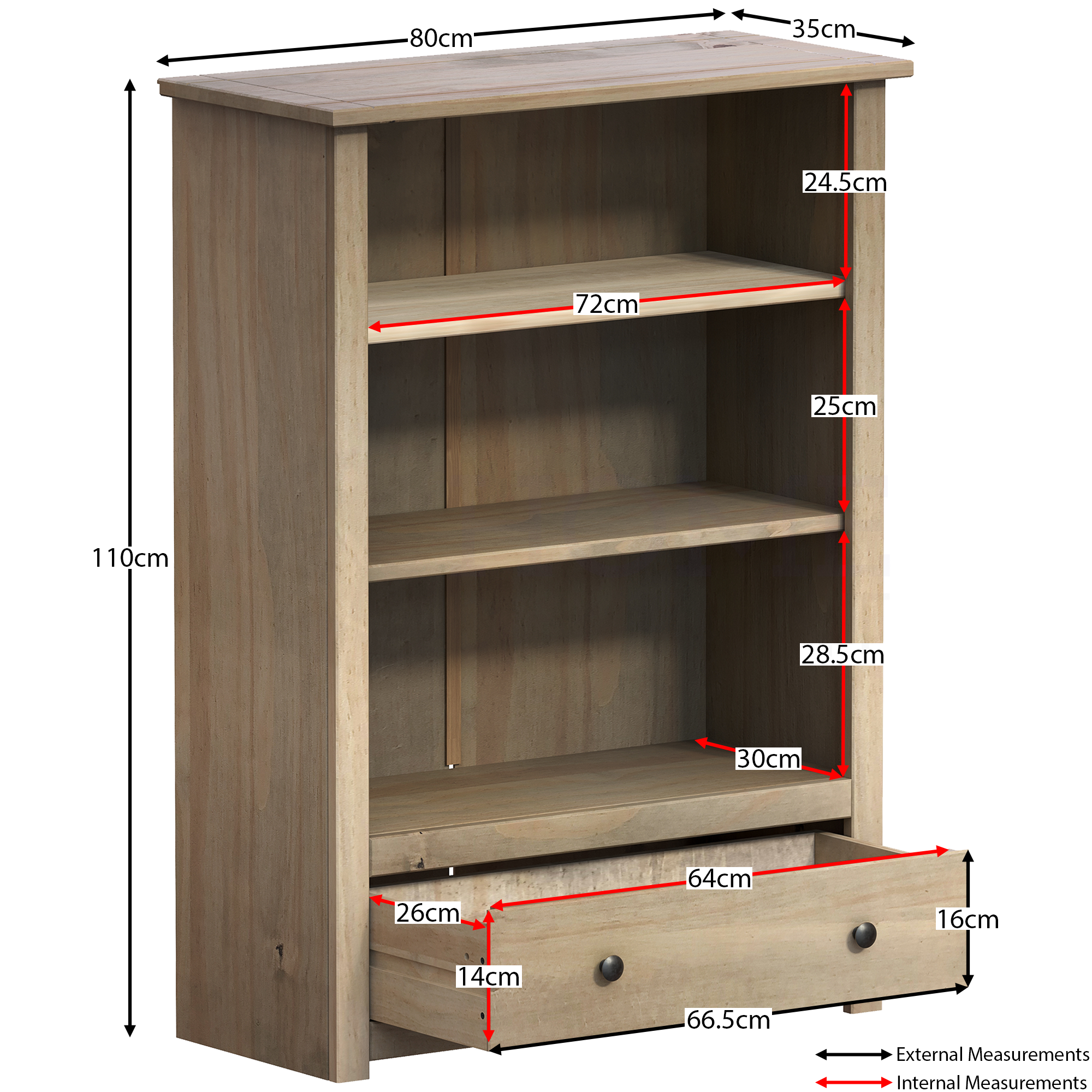 Panama 1-Drawer Bookcase