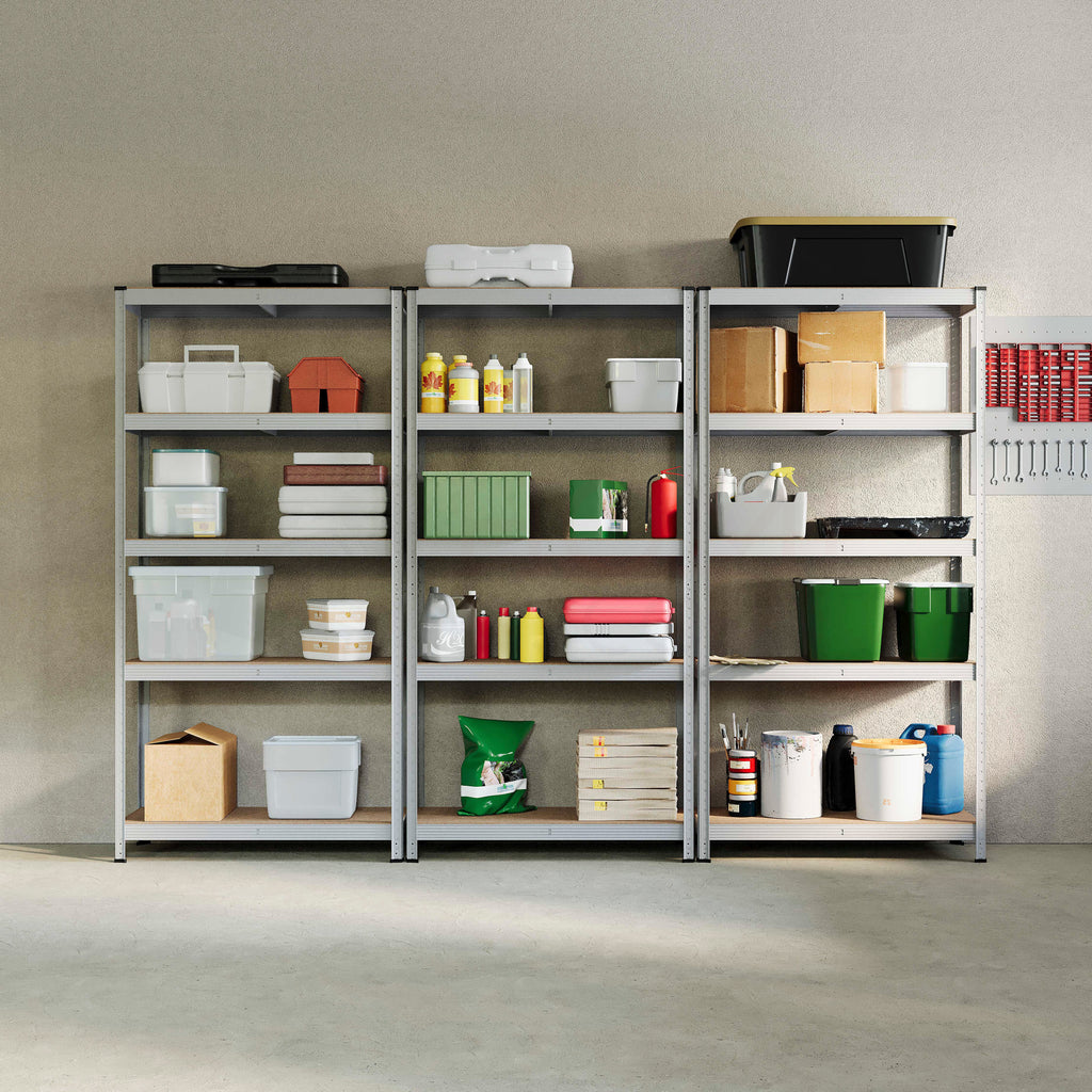 5-Tier Shelf, Large, Galvanised - 3 Bay