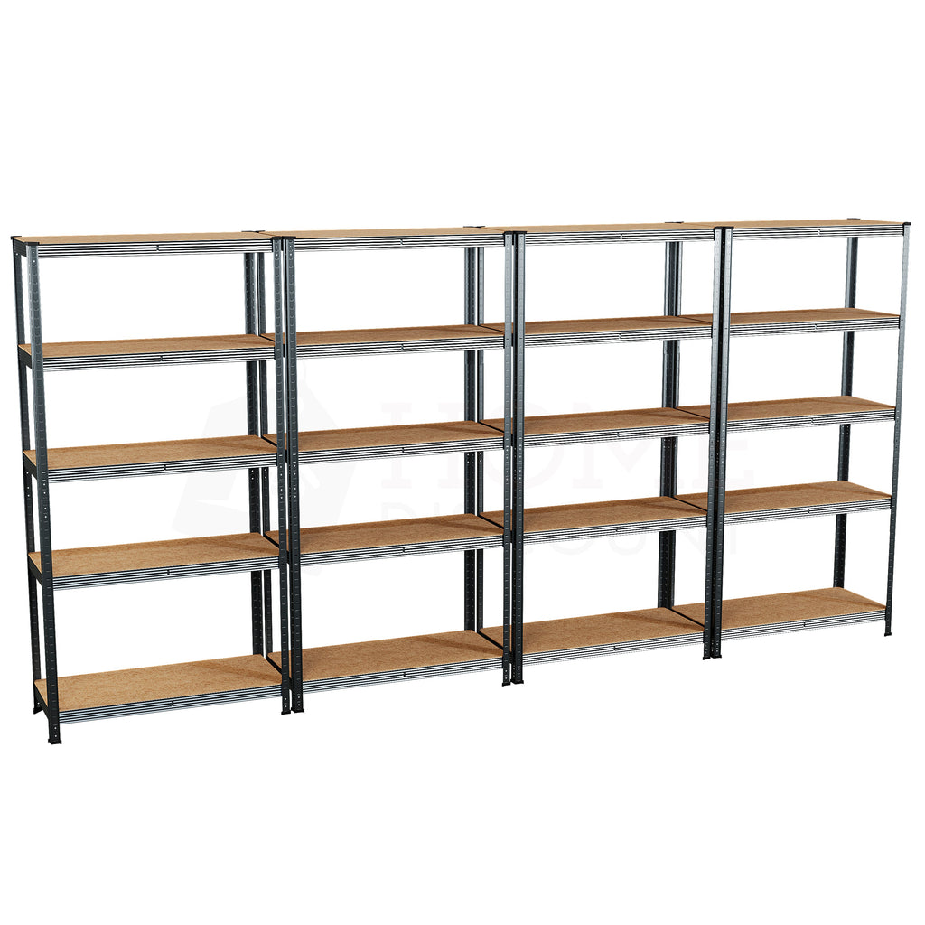 5-Tier Shelf, Large, Galvanised - 4 Bay