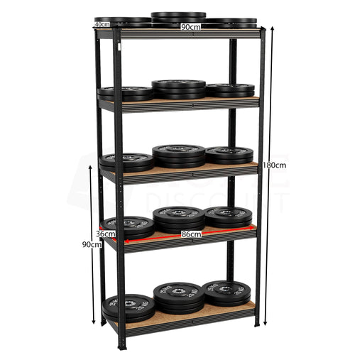 5-Tier Shelf, Large, Black - 4 Bay