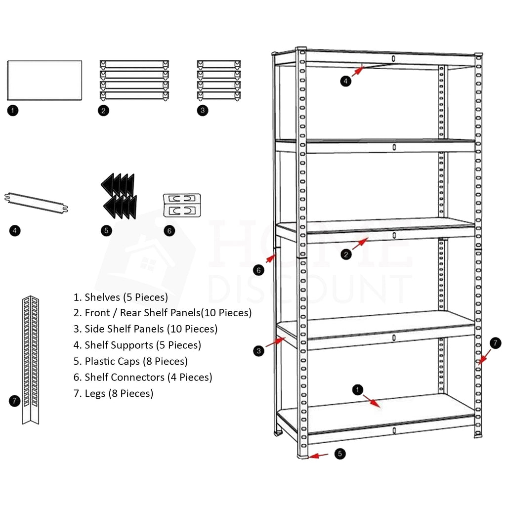 5-Tier Shelf, Large, Black - 3 Bay