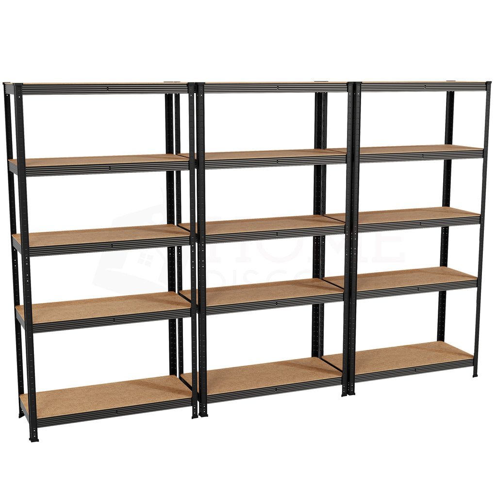 5-Tier Shelf, Large, Black - 3 Bay