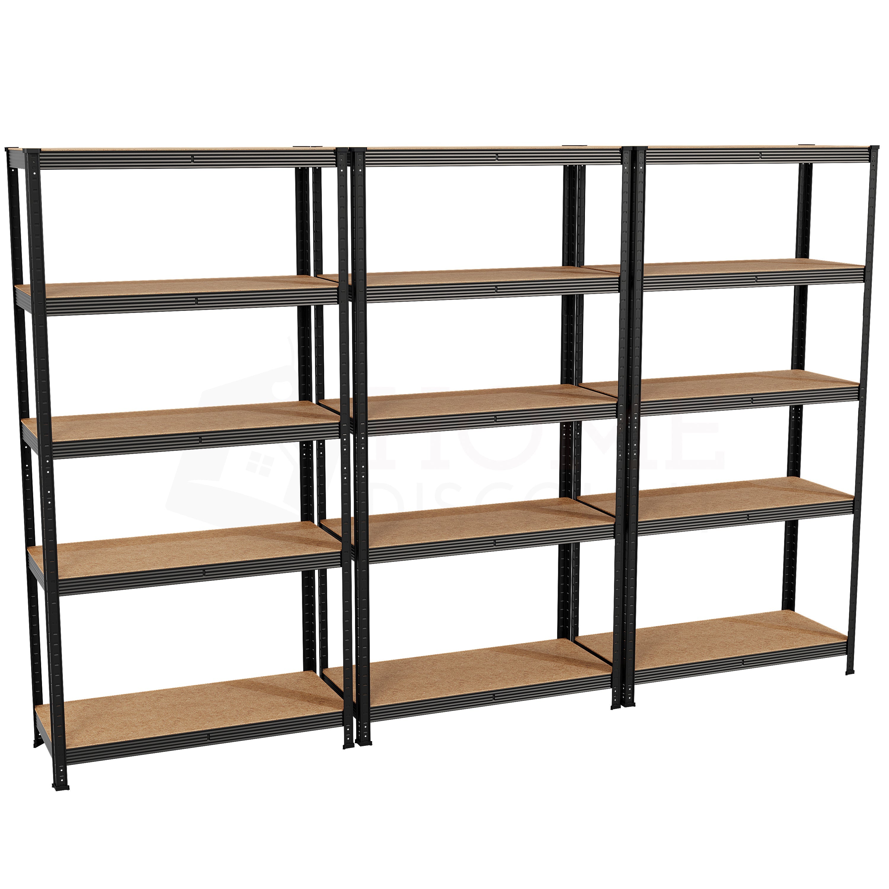 5-Tier Shelf, Large, Black - 3 Bay
