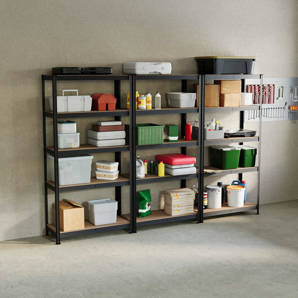 5-Tier Shelf, Large, Black - 3 Bay