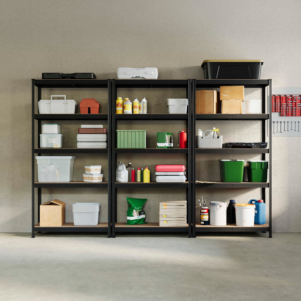 5-Tier Shelf, Large, Black - 3 Bay