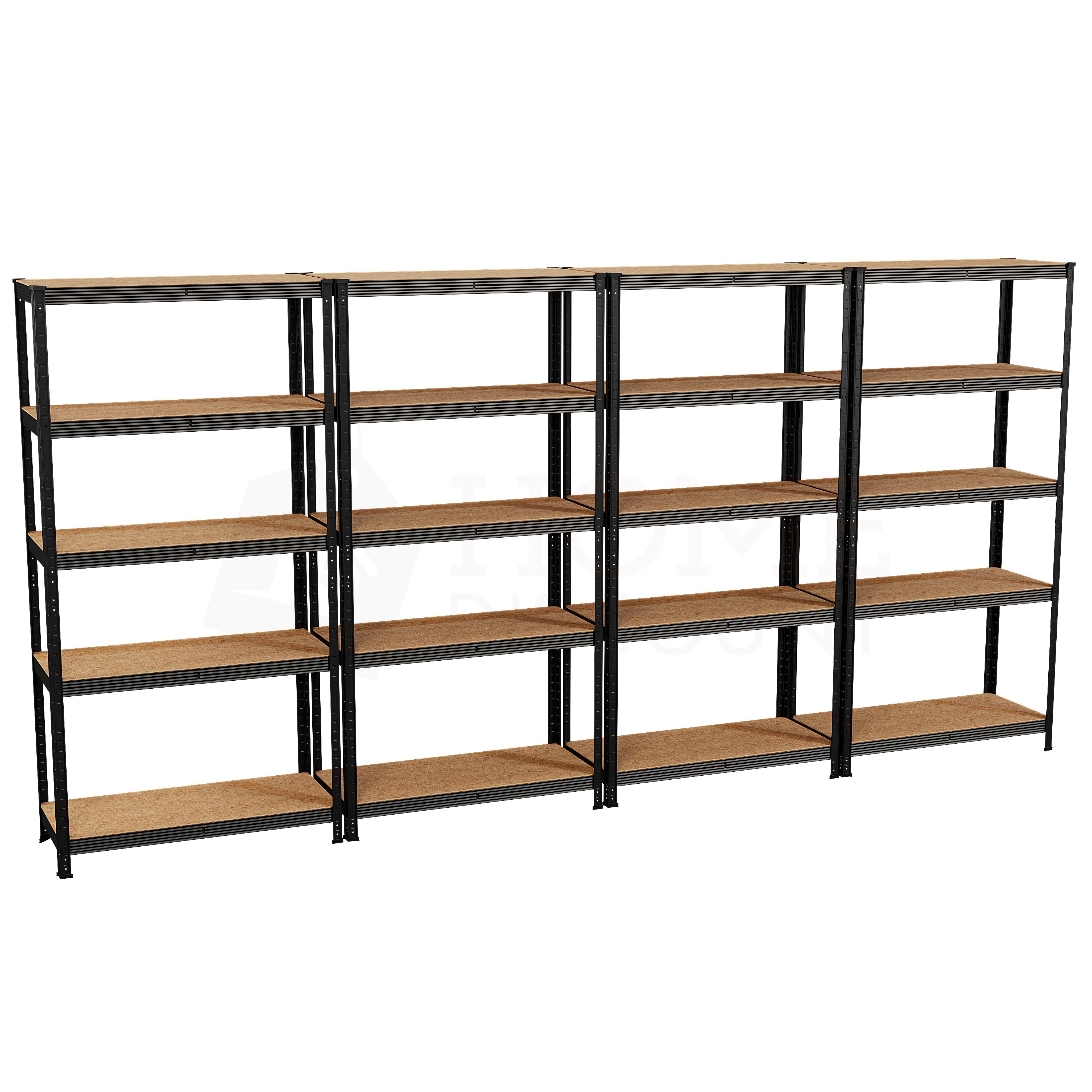 5-Tier Shelf, Large, Black - 4 Bay