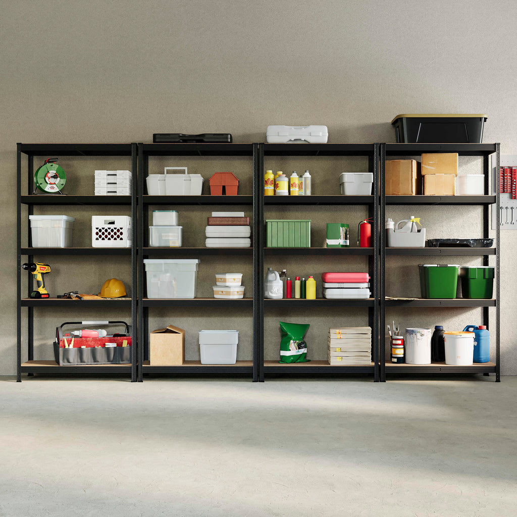 5-Tier Shelf, Large, Black - 4 Bay