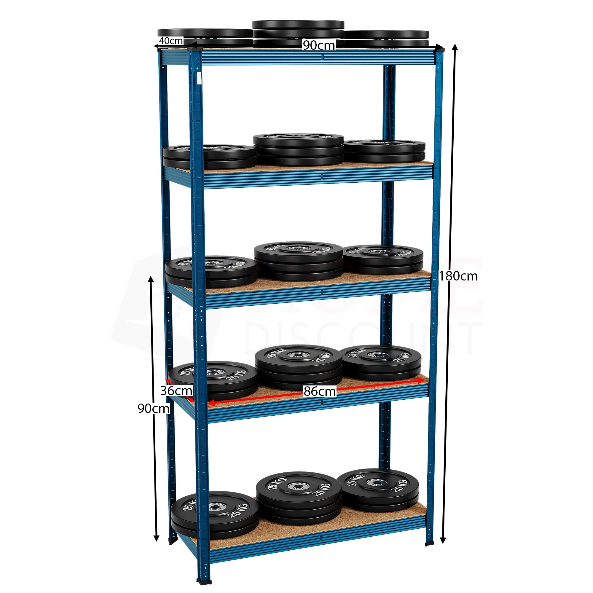 5-Tier Shelf, Large, Blue - 4 Bay