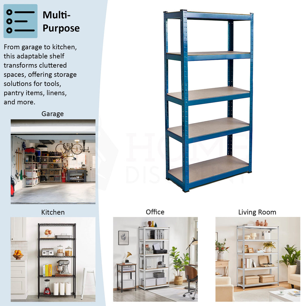 5-Tier Shelf, Large, Blue - 4 Bay