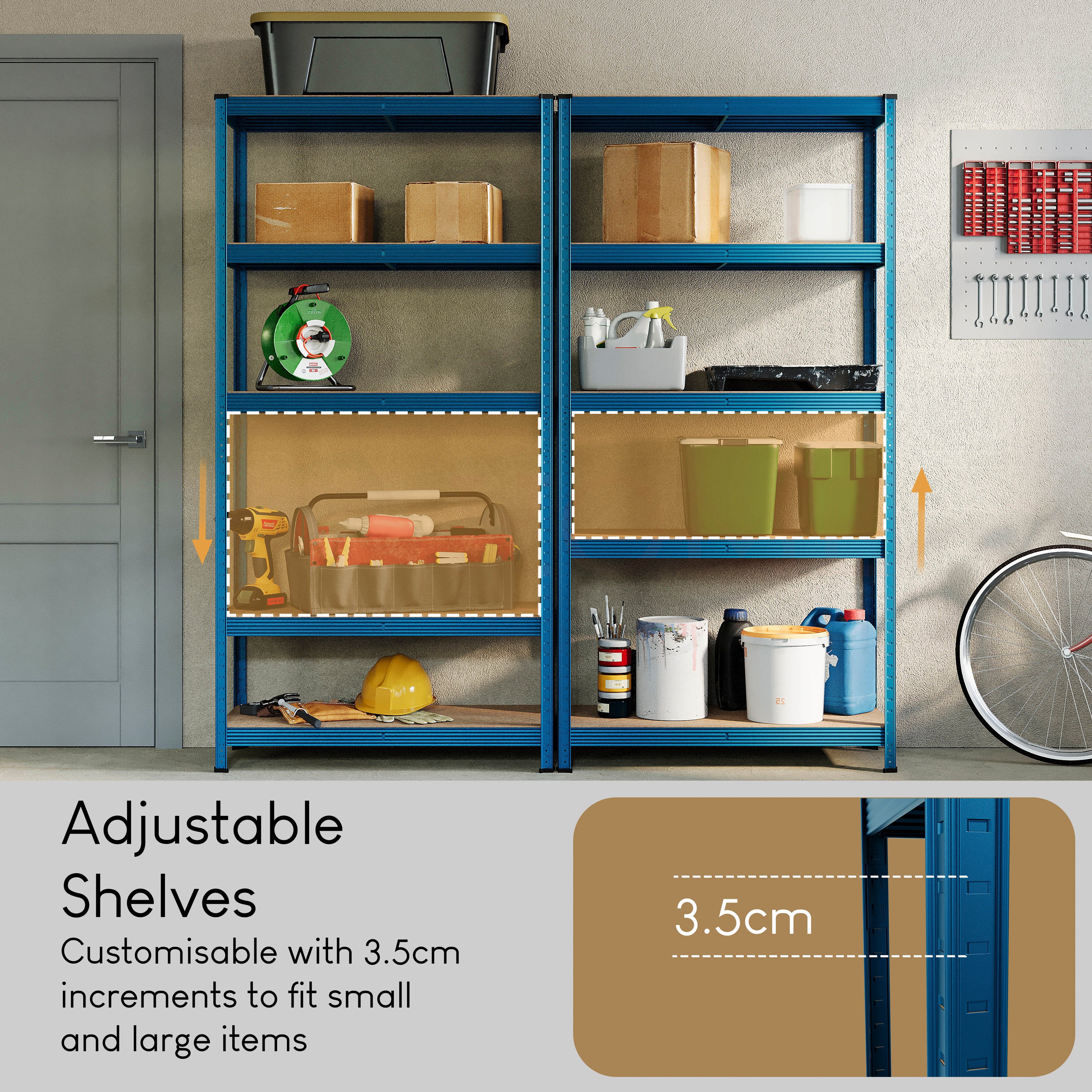 5-Tier Shelf, Large, Blue - 4 Bay