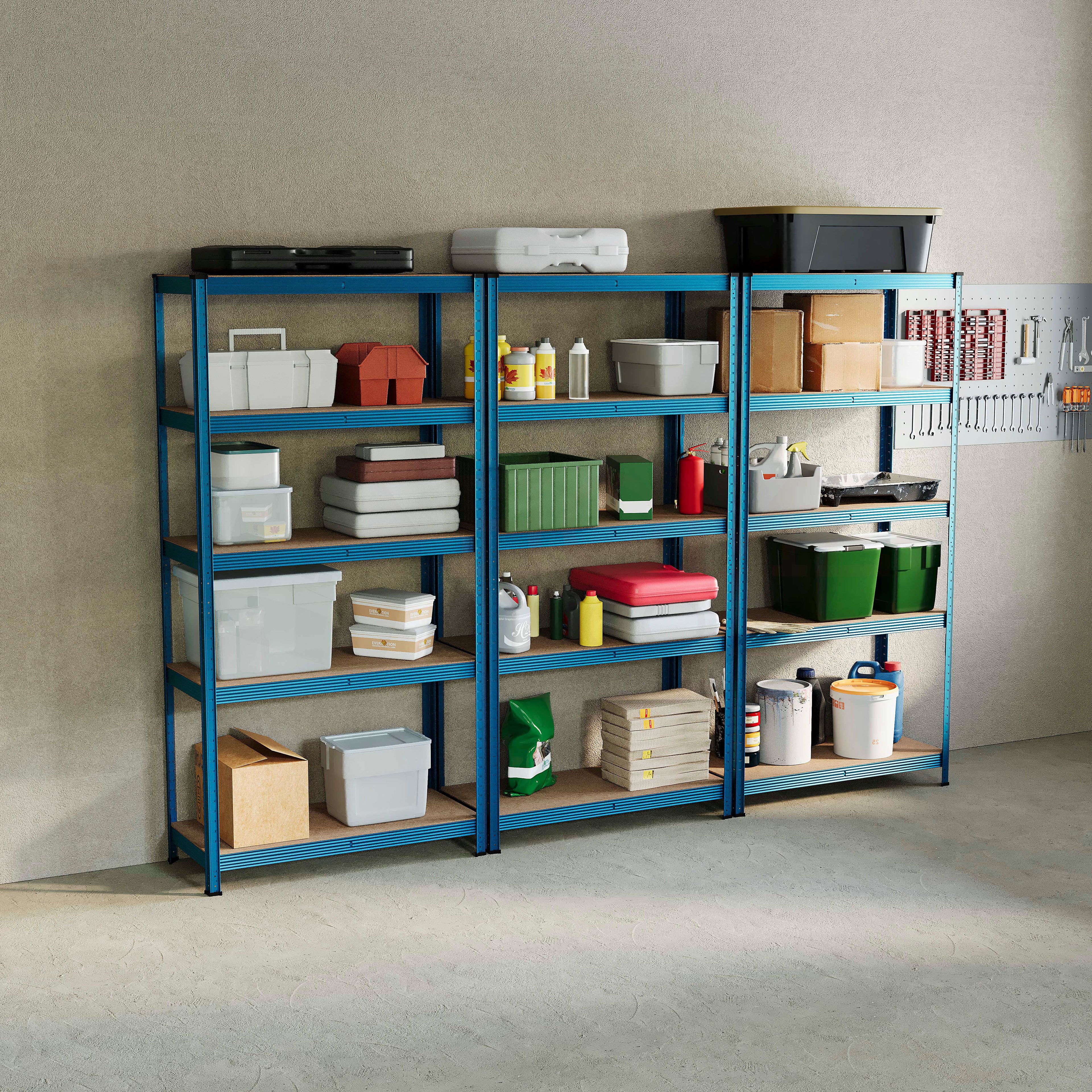 5-Tier Shelf, Large, Blue - 3 Bay