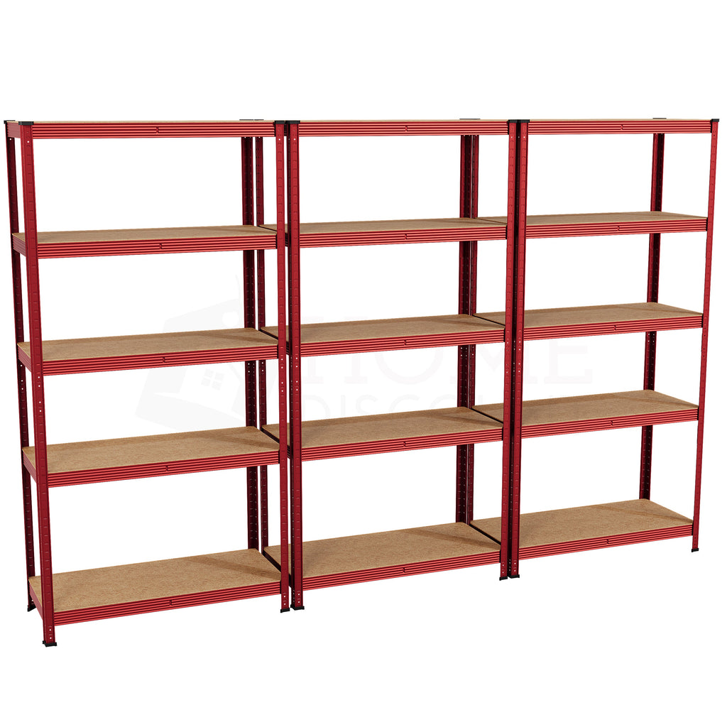 5-Tier Shelf, Large, Red - 3 Bay