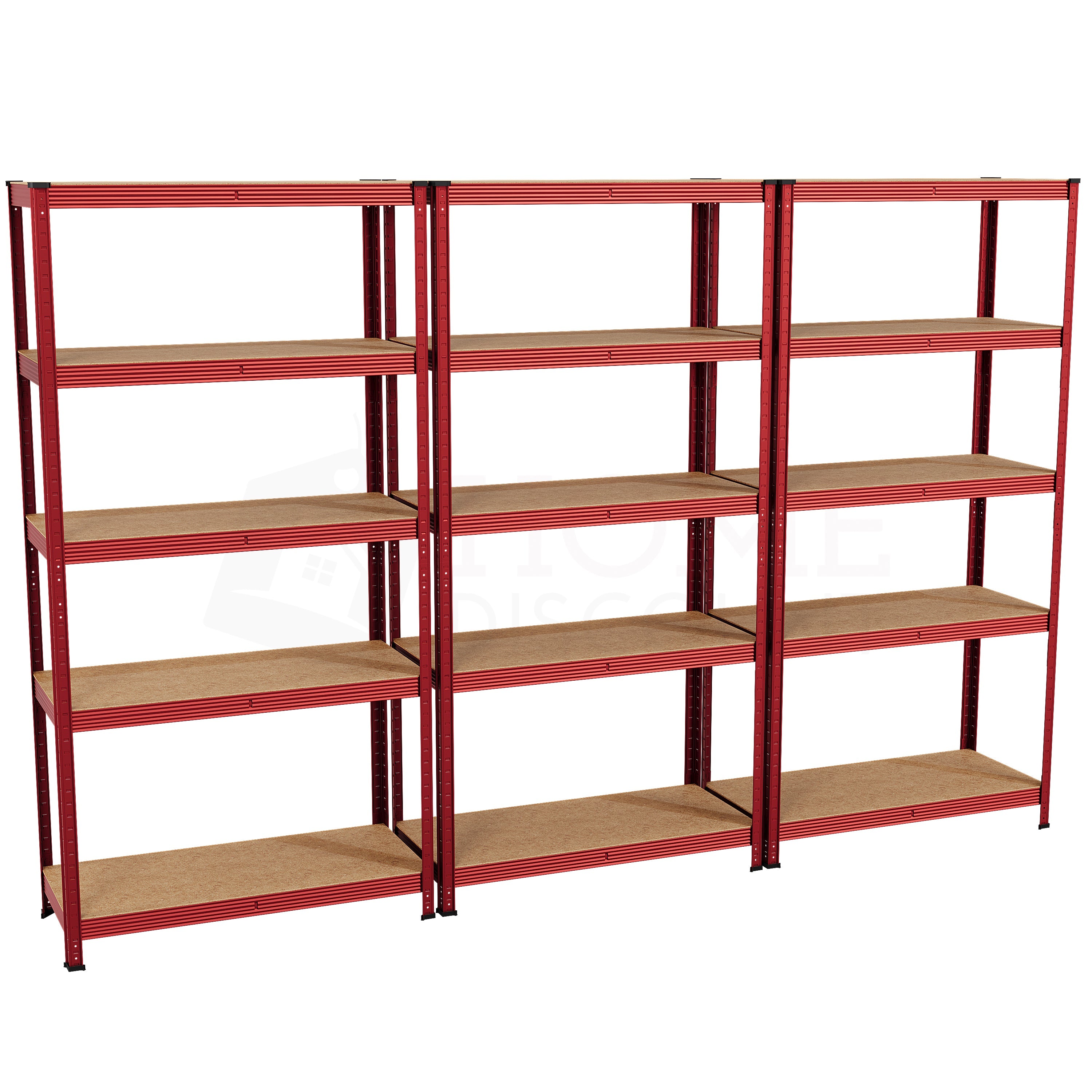 5-Tier Shelf, Large, Red - 3 Bay