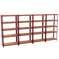 5-Tier Shelf, Large, Red - 4 Bay