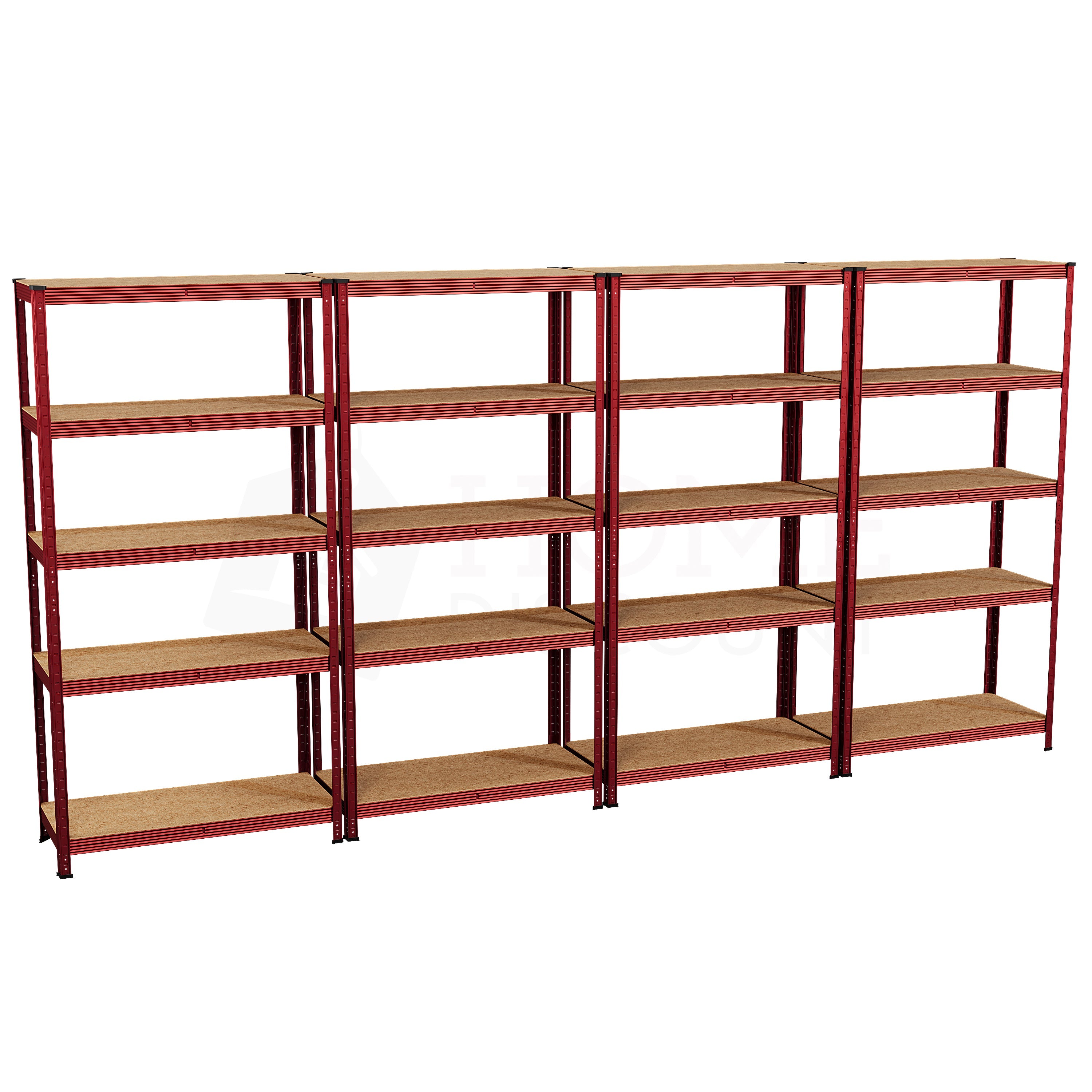 5-Tier Shelf, Large, Red - 4 Bay