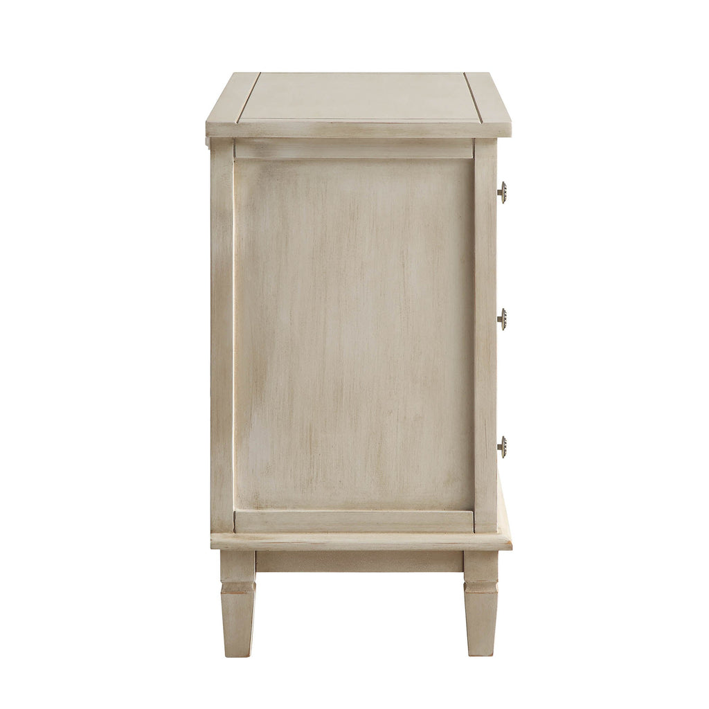 Chantilly Whitewashed Carved 3 Drawer Chest