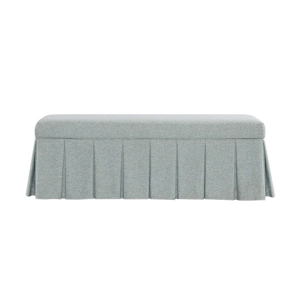 Egerton Box-Pleat Storage Bench, Pale Aqua Brushed Fabric