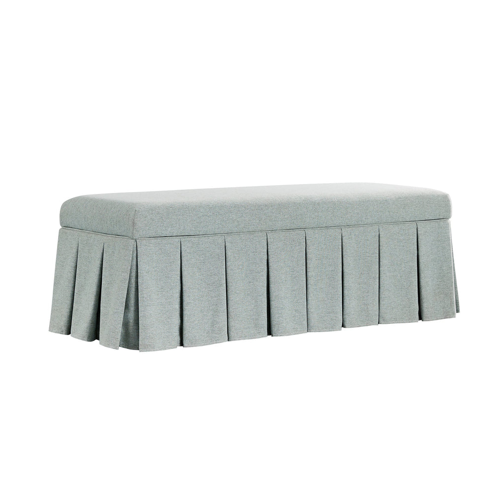 Egerton Box-Pleat Storage Bench, Pale Aqua Brushed Fabric
