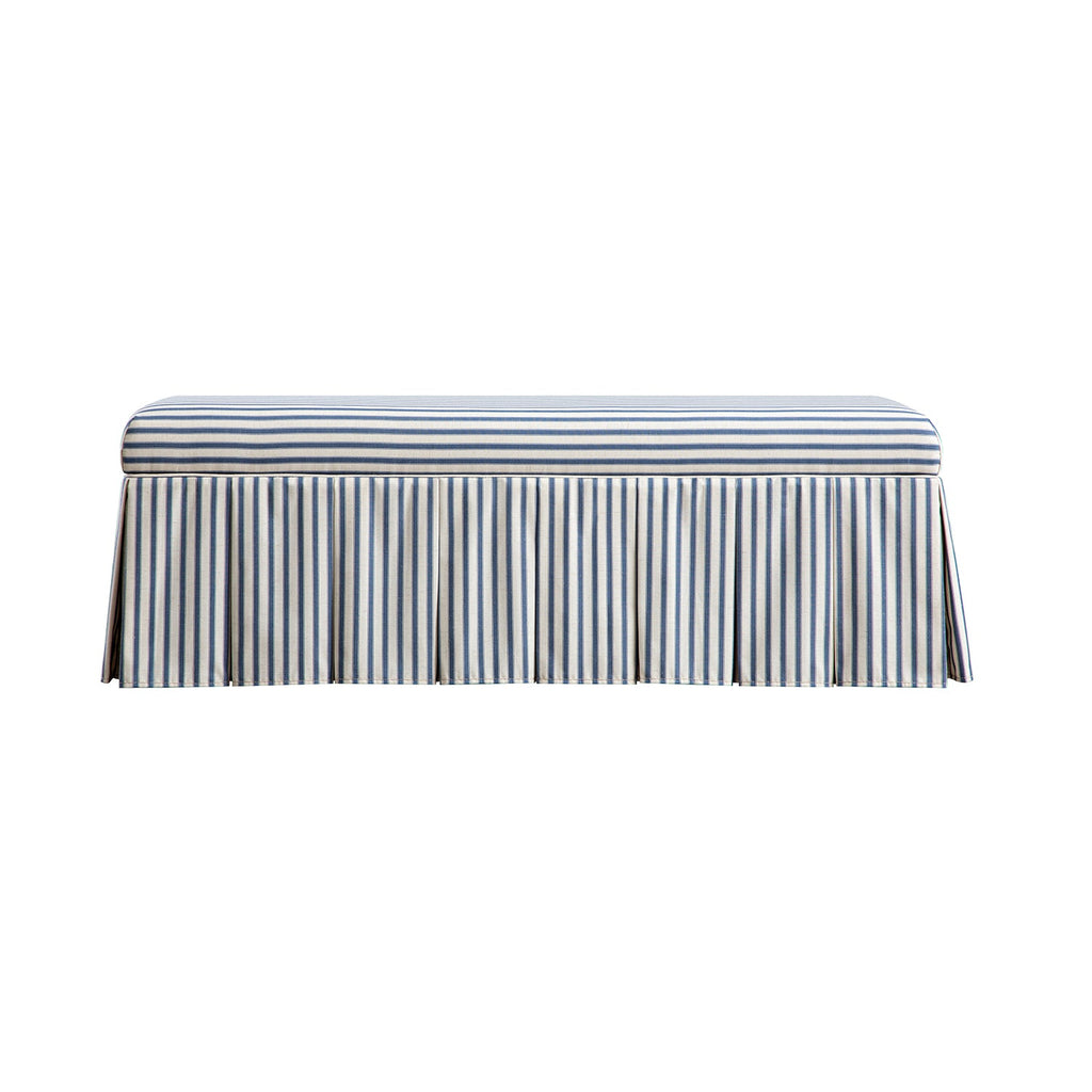 Egerton Box-Pleat Storage Bench, Blue Striped Linen