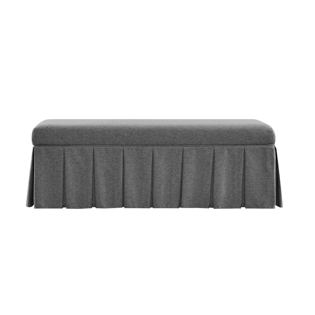 Egerton Box-Pleat Storage Bench, Charcoal Brushed Fabric