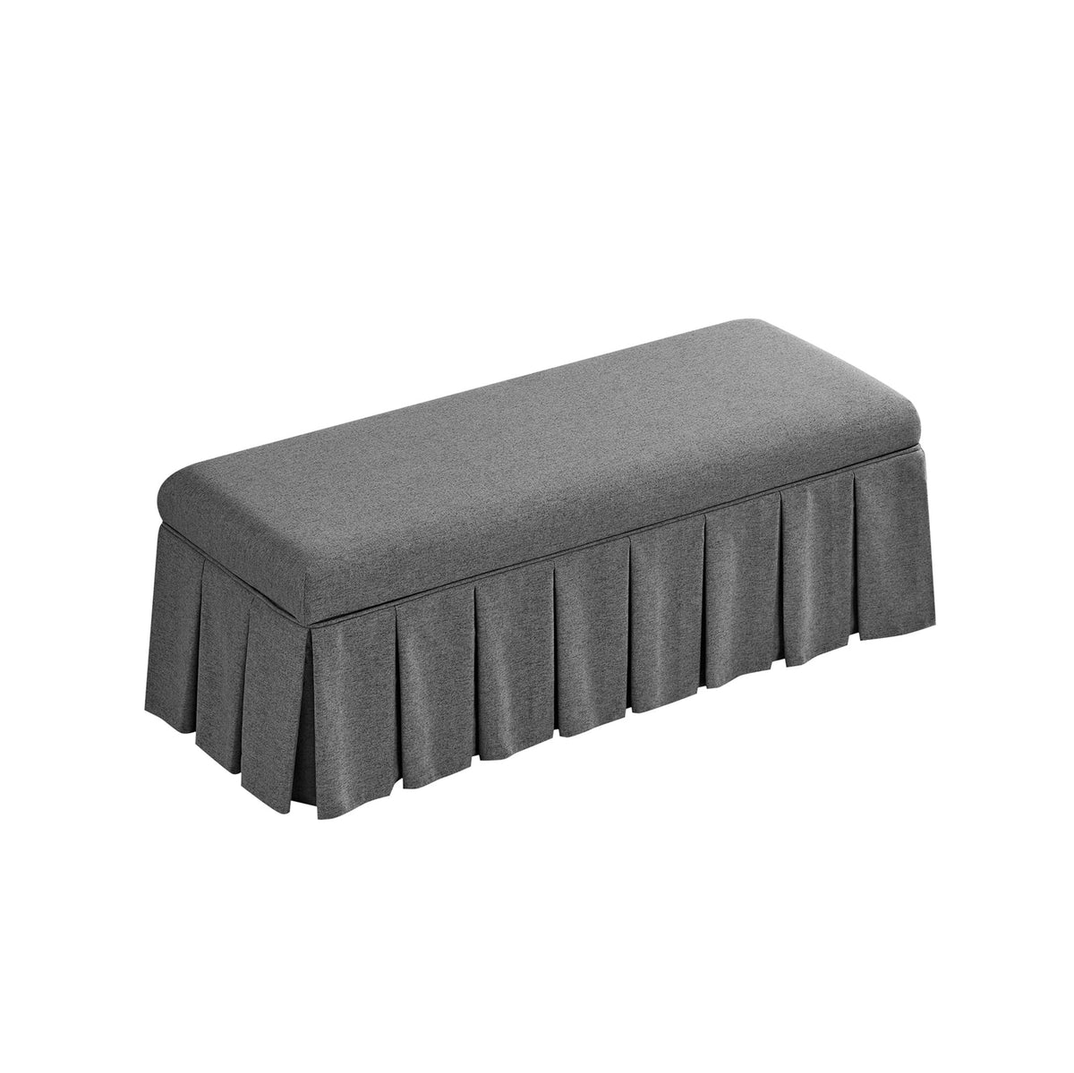 Egerton Box-Pleat Storage Bench, Charcoal Brushed Fabric