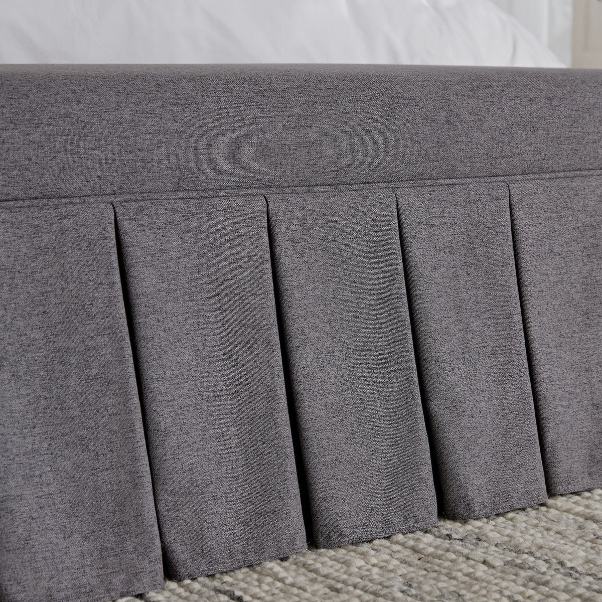 Egerton Box-Pleat Storage Bench, Charcoal Brushed Fabric